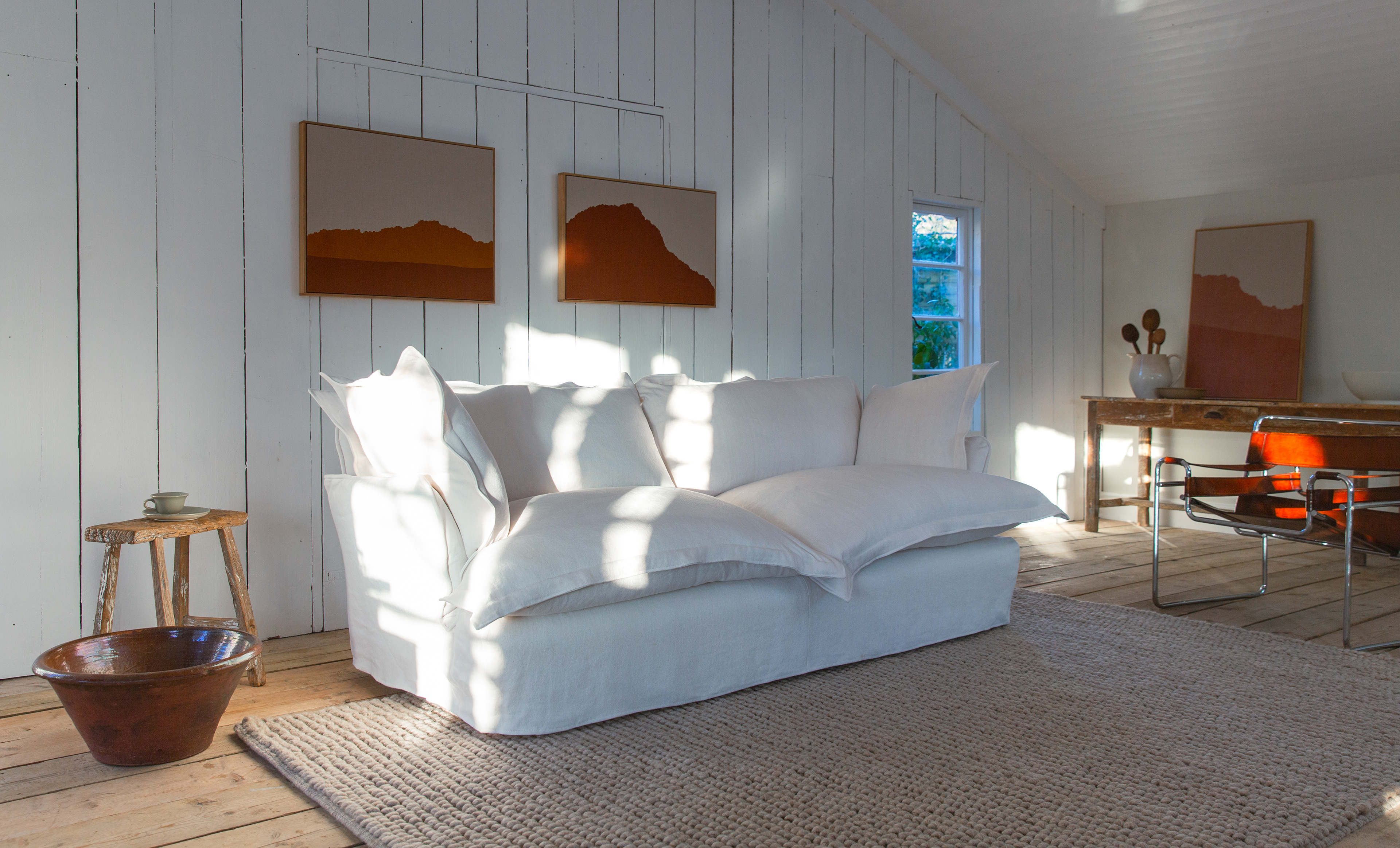 Moonstone 100% Linen - Song Pillow Edge Sofa