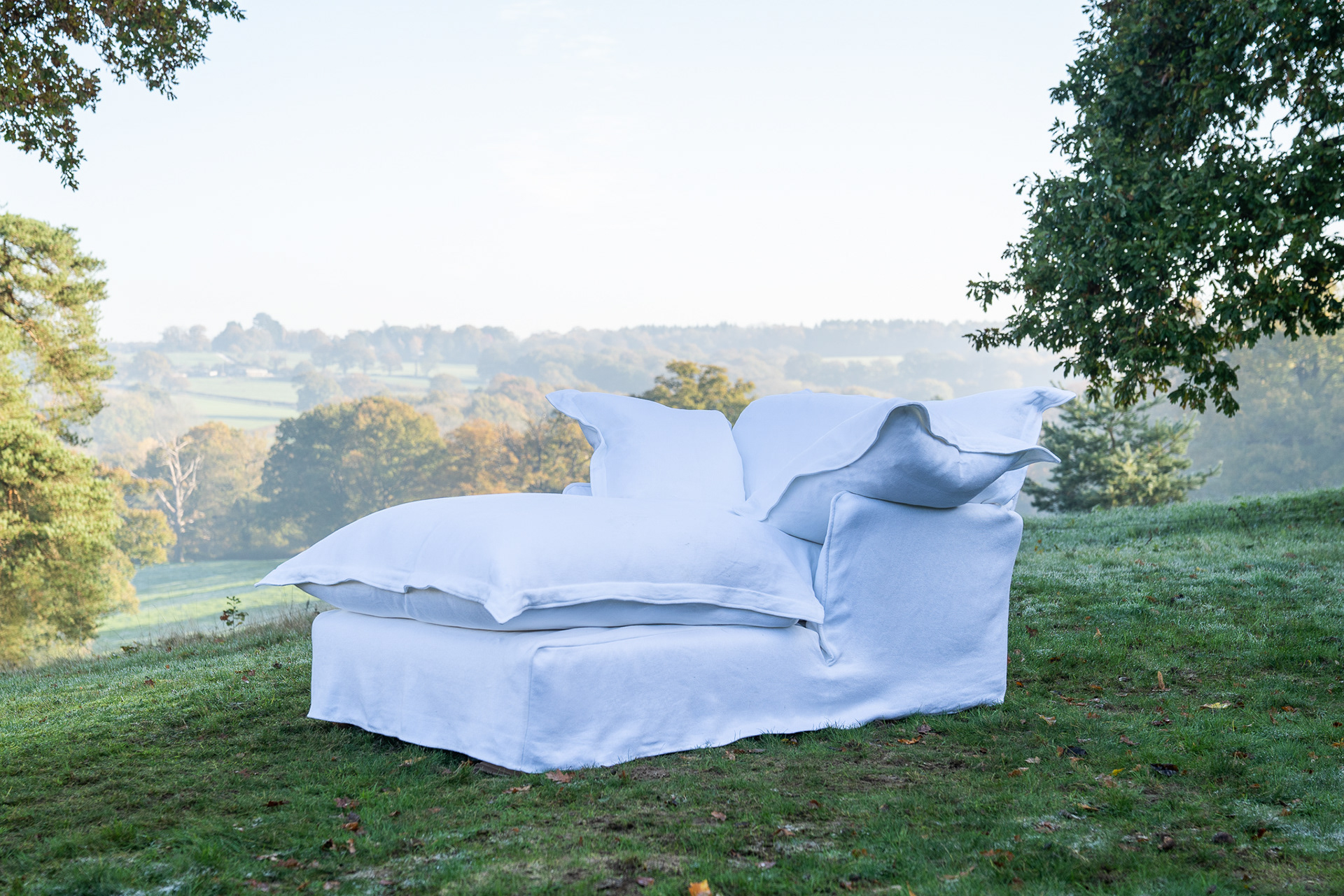Selenite 100% Linen - Song Pillow Edge Armchair Chaise (Coming to US and Aus in 2022)
