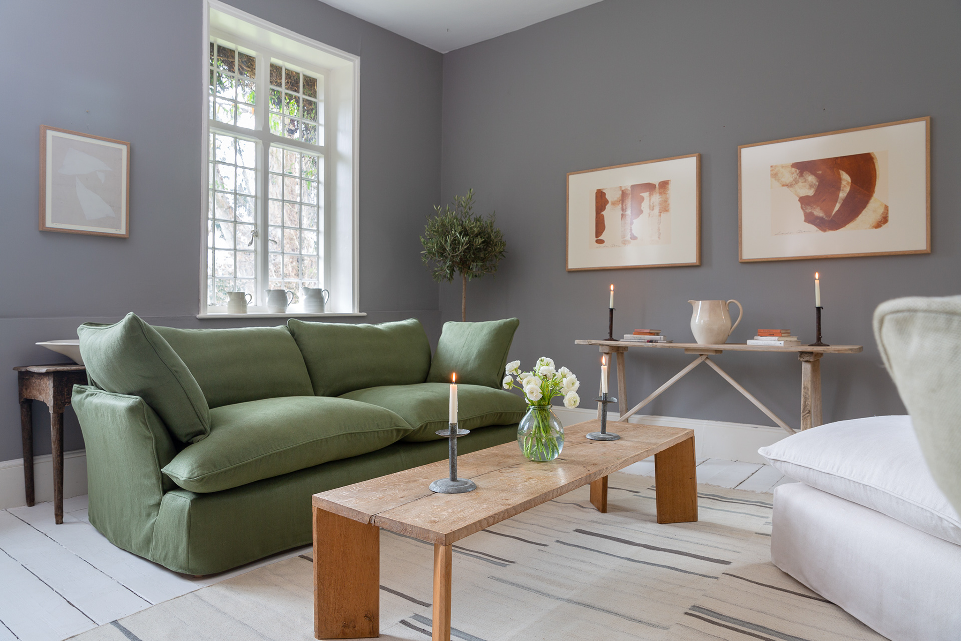 Malachite 100% Linen - Marnie Piped Edge Sofa