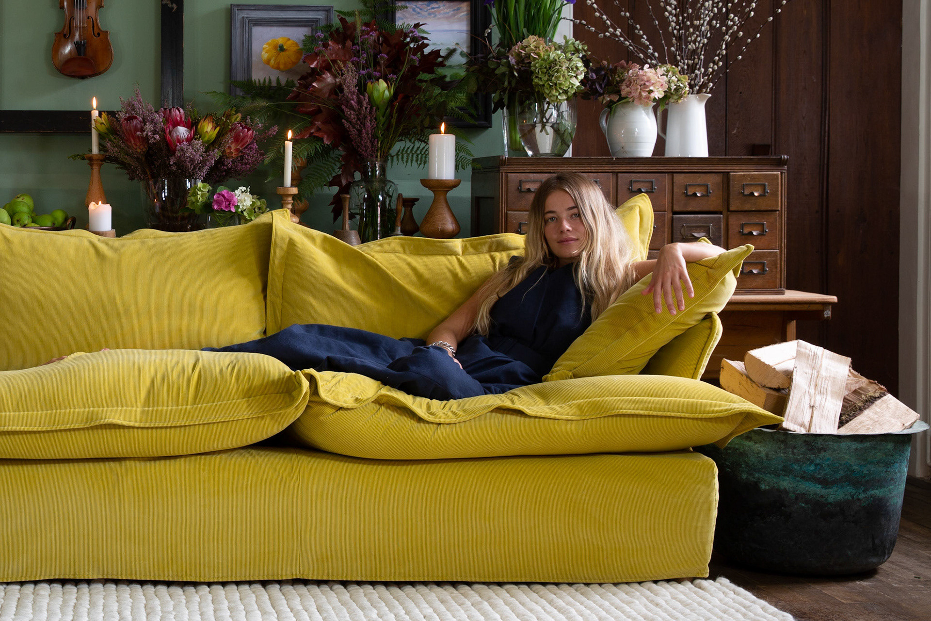 Customer Own Fabric - Song Pillow Edge Large Sofa