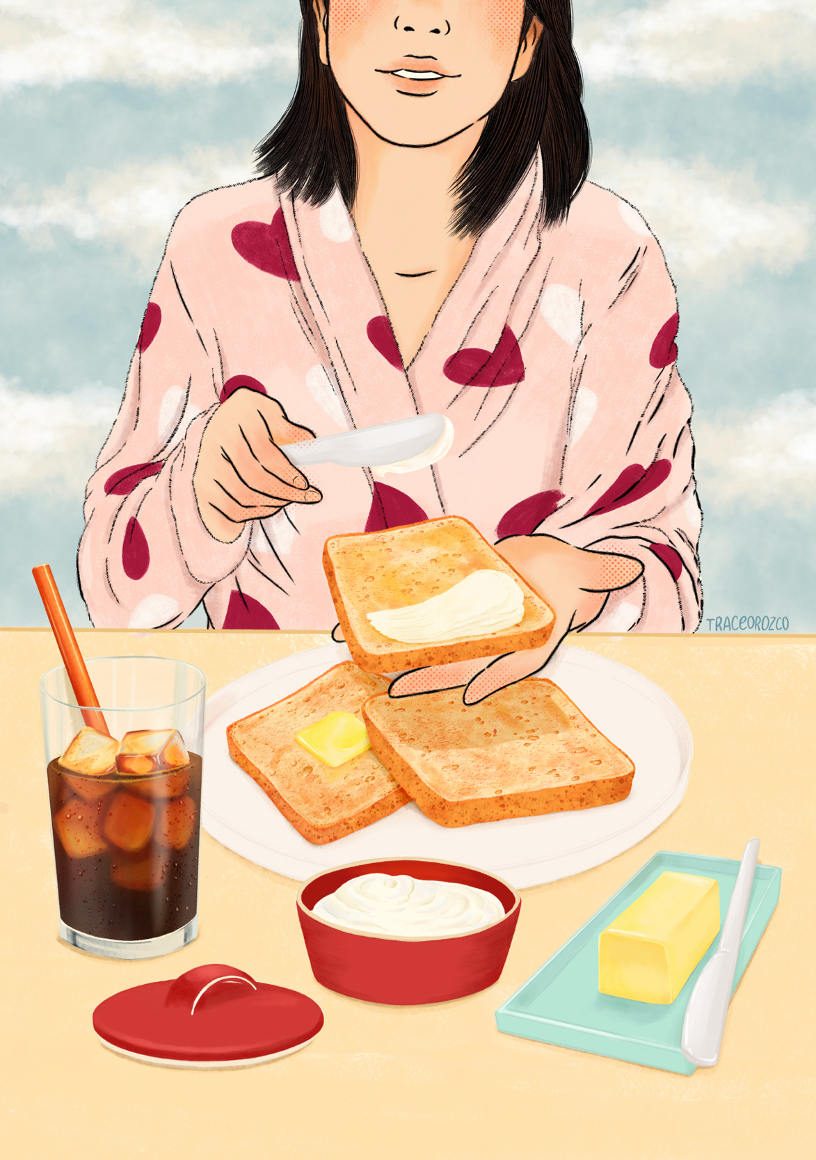 Iced Coffee and Toast