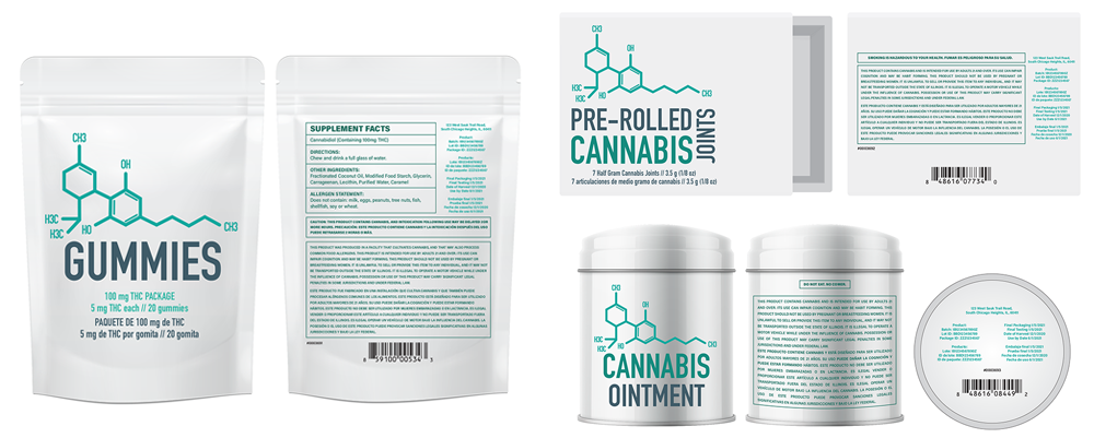 Packaging for Marijuana products for a Chiropractor Business.