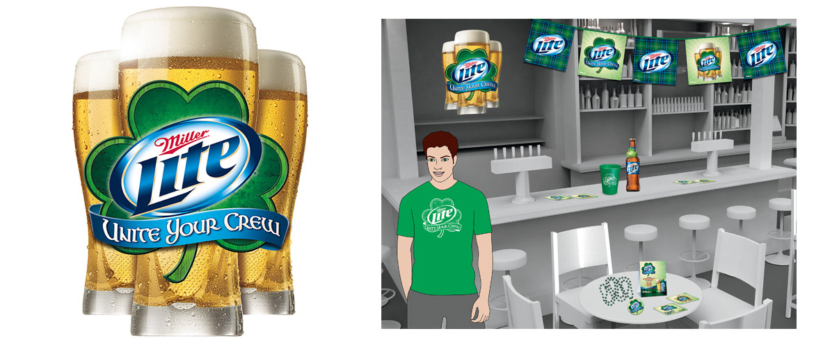 Miller Lite St Patrick’s Day 2014 Key Visual  |  POS and Merchandise Design.
