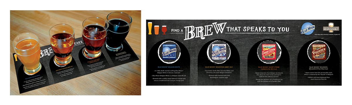 Beer Flight Mat for Blue Moon Ale.