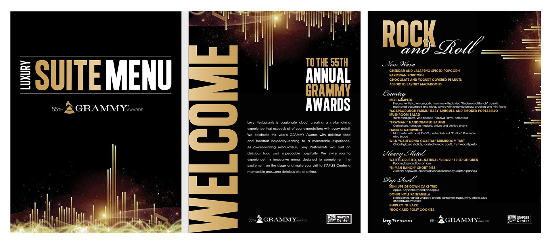 Luxury Suite Menu for the 2013 Grammy Awards.