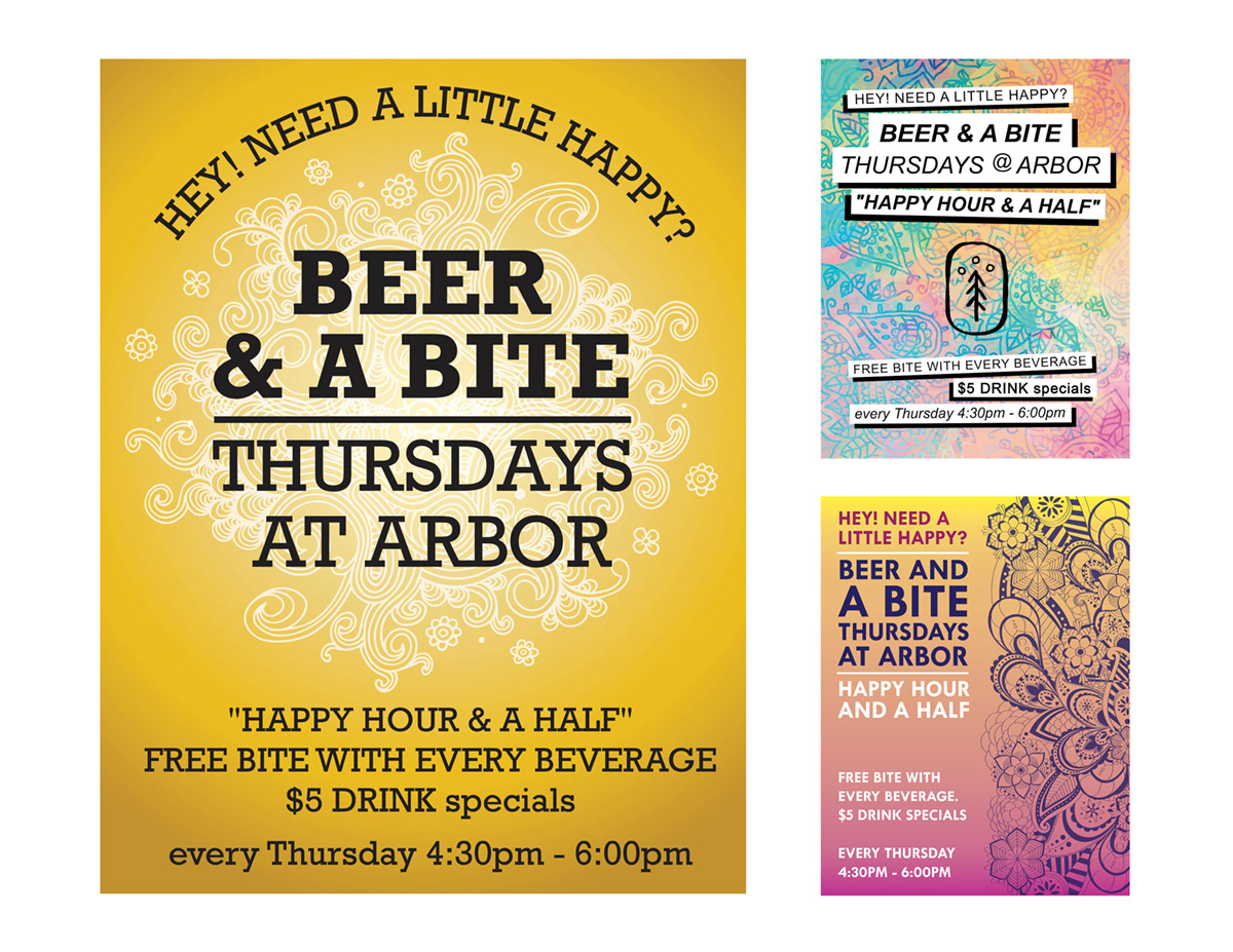 Arbor Restaurant Beer and a Bite Menu Concepts.
