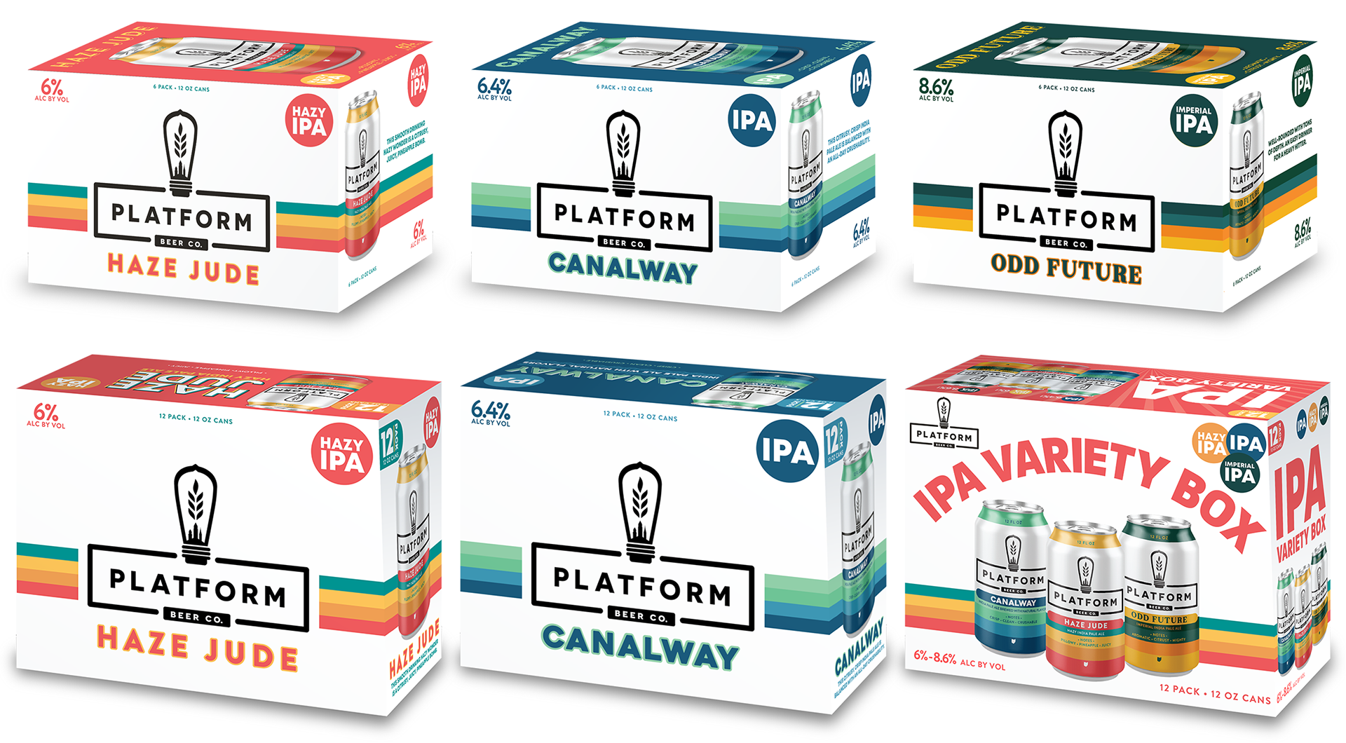 6 pack and 12 pack design for Platform Beer Co.