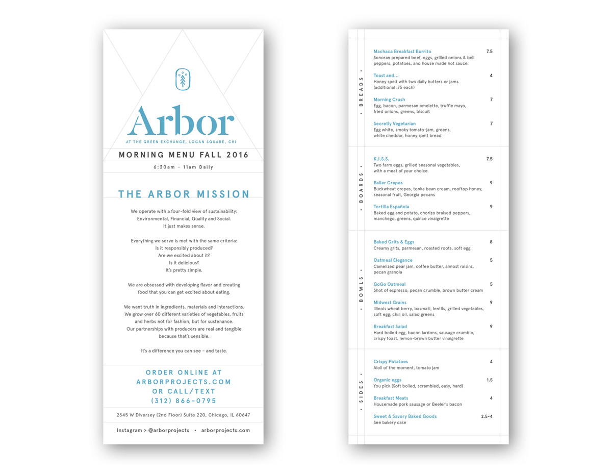 Arbor Restaurant Morning Menu.