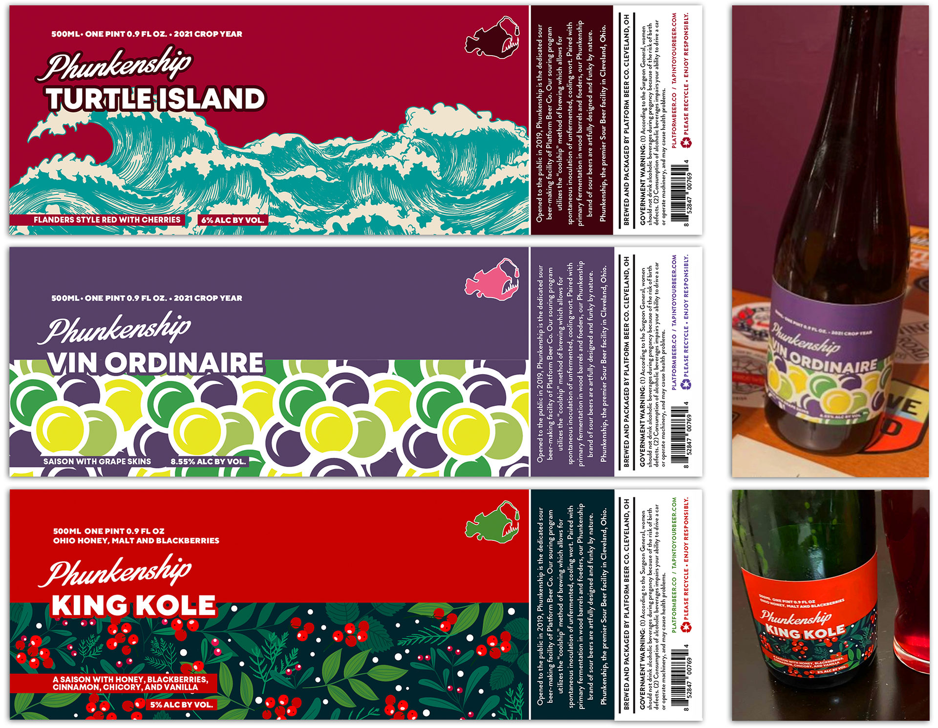 Label Designs for Phunkenship Sour Beers.
