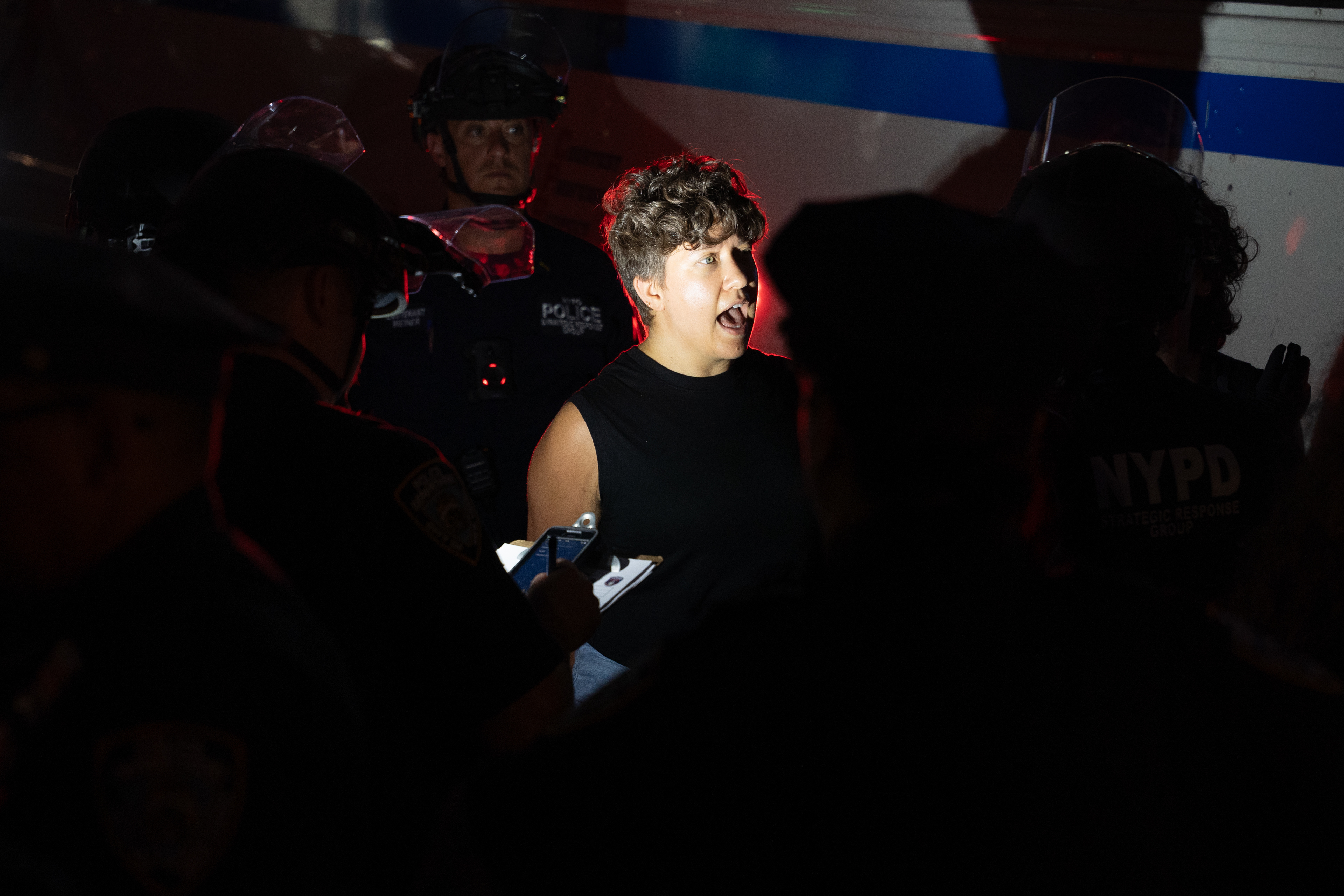 A Protester is arrested at a "Jews against starvation" rally in Manhattan.