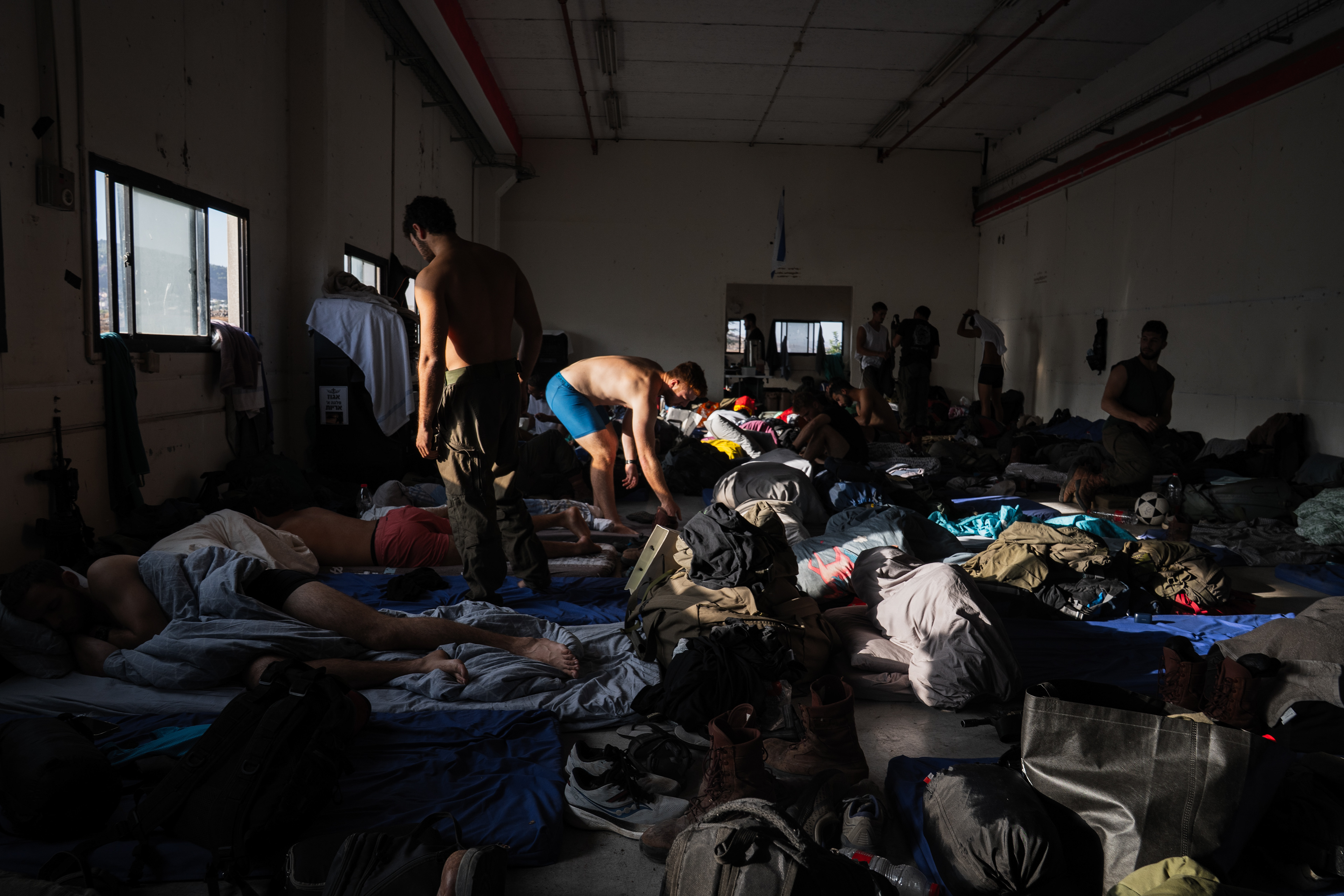 A warehouse in the North of Israel housing soldiers in November 2023