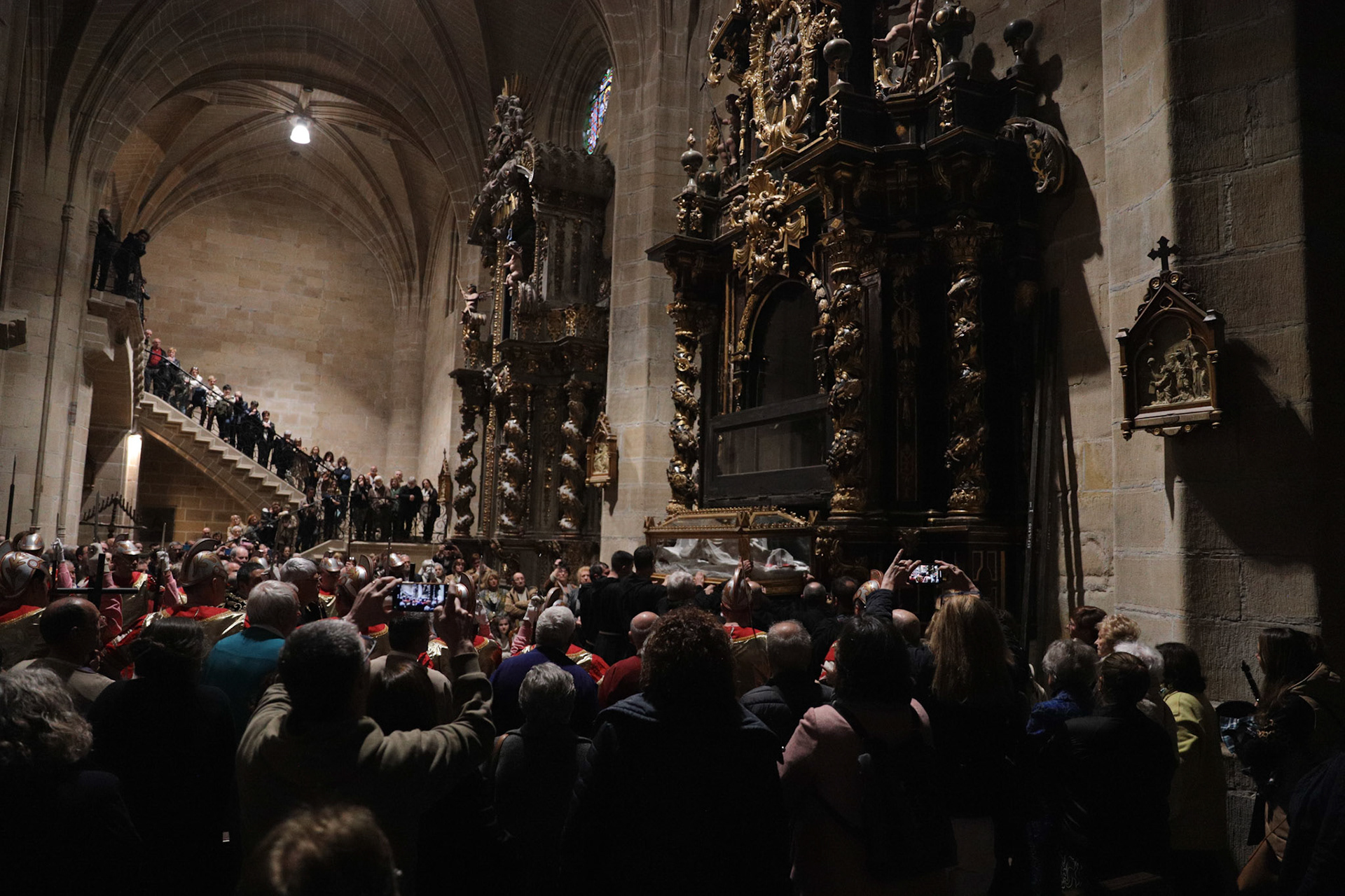 The passages from the Silent Procession and Holy Sepulchre of the Recumbent Christ are brought back for burial at the Santa Maria de la Asuncion y del Manzano Church in Hondarribia, Gipuzkoa, Basque Country, Spain, April 08, 2023.