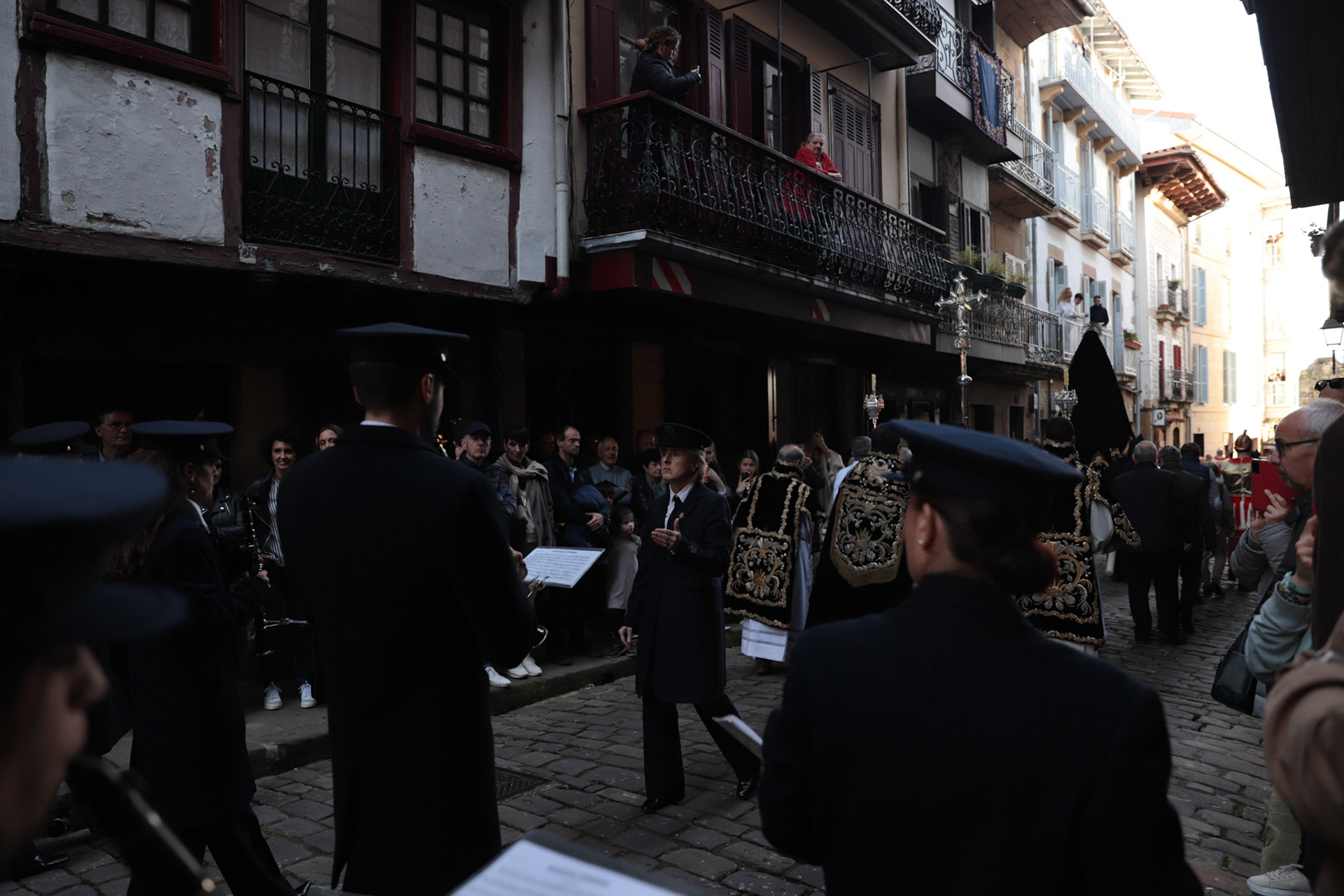 Members of the Holy Week Brotherhoods march the Silent Procession and Holy Sepulchre of the Recumbent Christ on Good Friday in Hondarribia, Gipuzkoa, Basque Country, Spain, April 08, 2023.