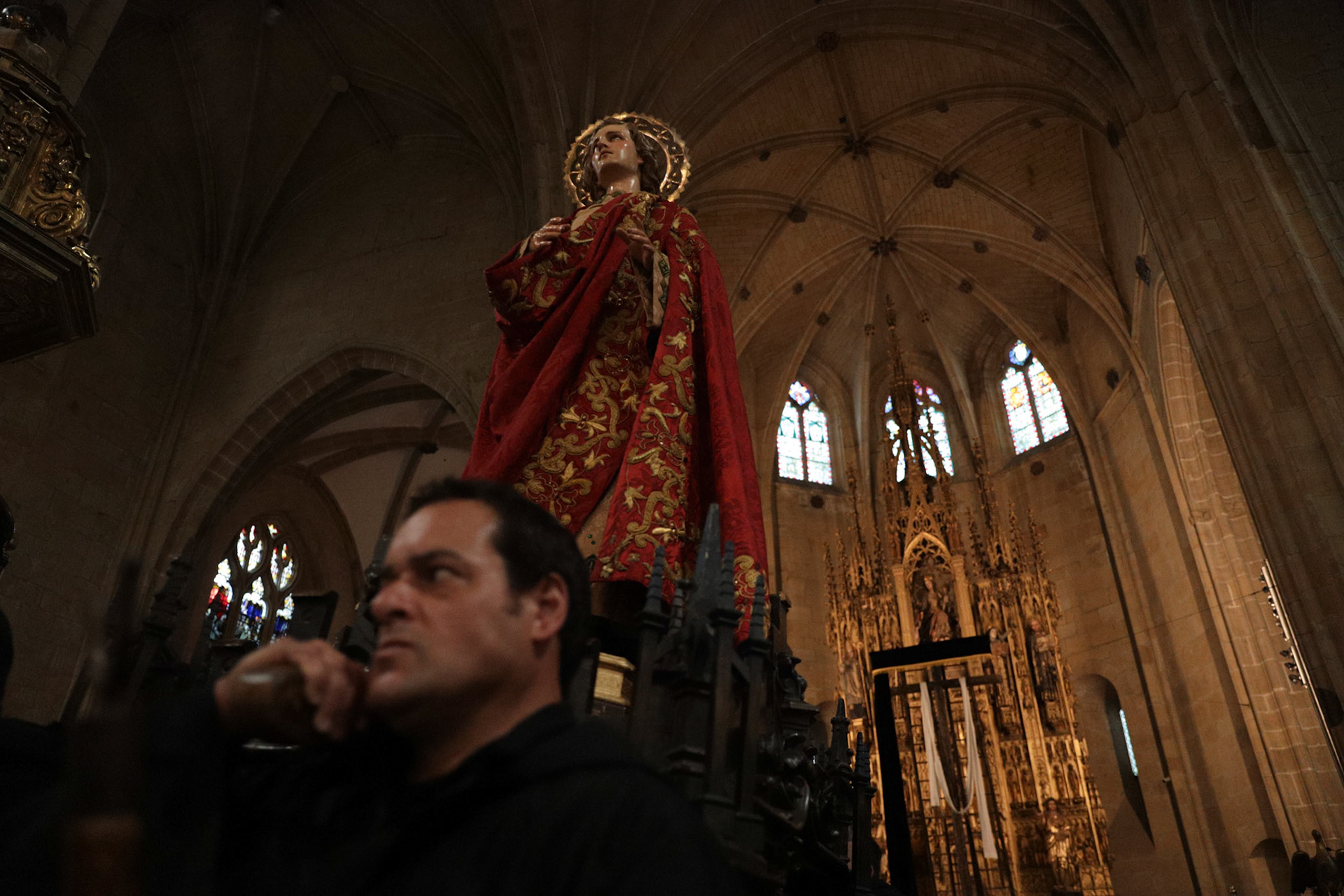 The passages from the Silent Procession and Holy Sepulchre of the Recumbent Christ are brought back for burial at the Santa Maria de la Asuncion y del Manzano Church in Hondarribia, Gipuzkoa, Basque Country, Spain, April 08, 2023.