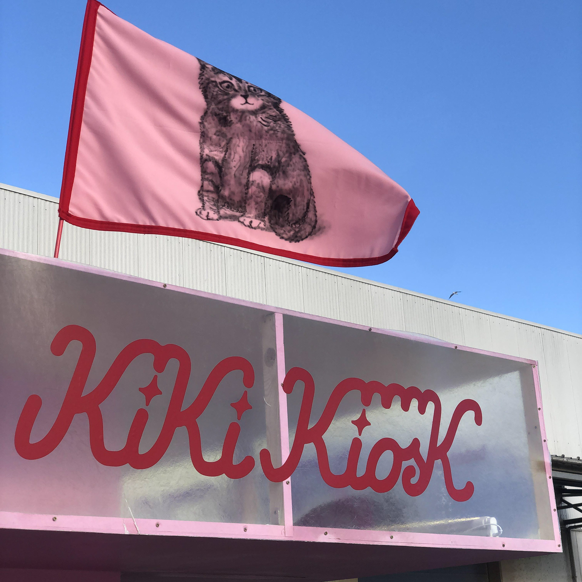 Kitty flag for Bebe Books Kiki Kiosk at KONVOOI ARTS FESTIVAL 2022