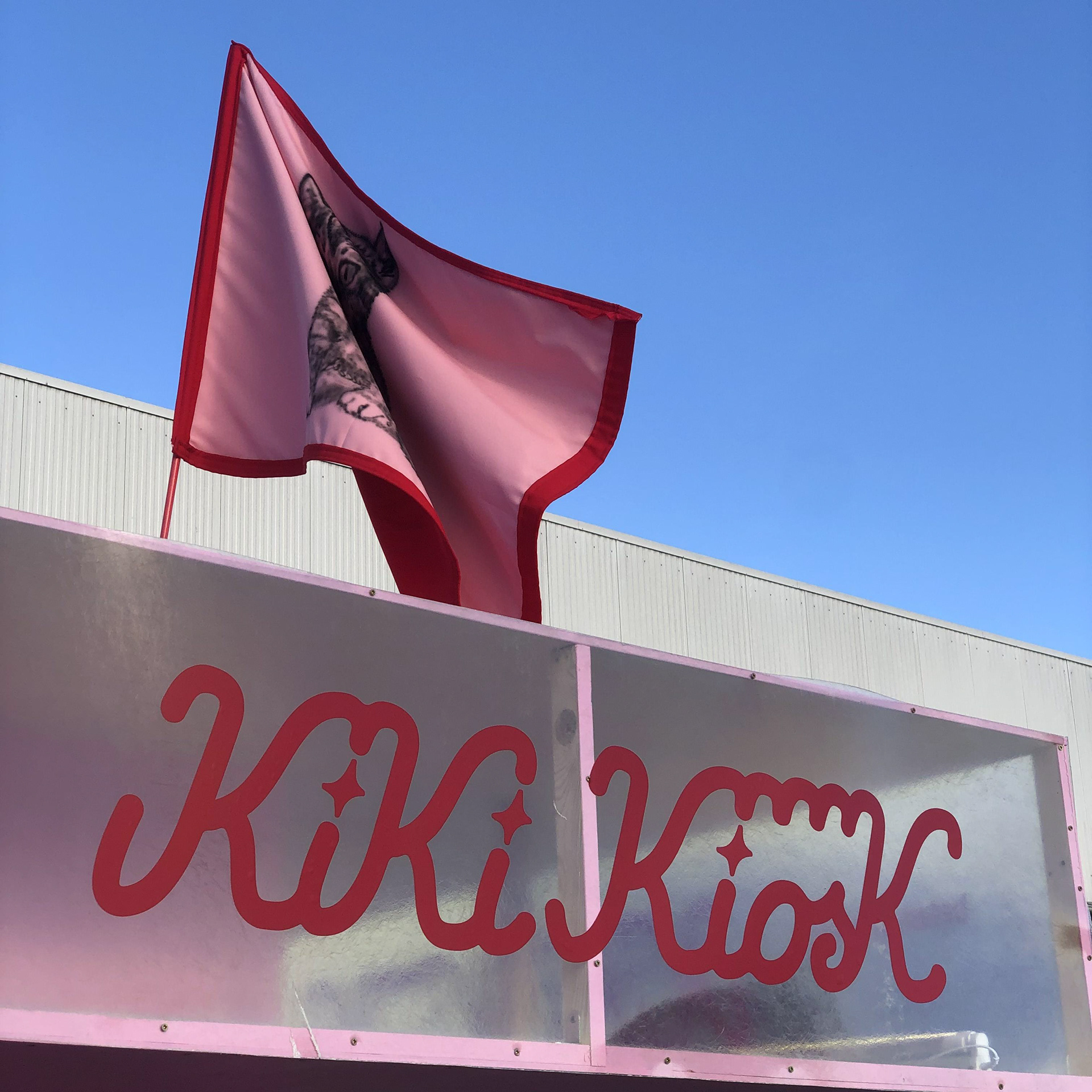 Kitty flag for Bebe Books Kiki Kiosk at KONVOOI ARTS FESTIVAL 2022