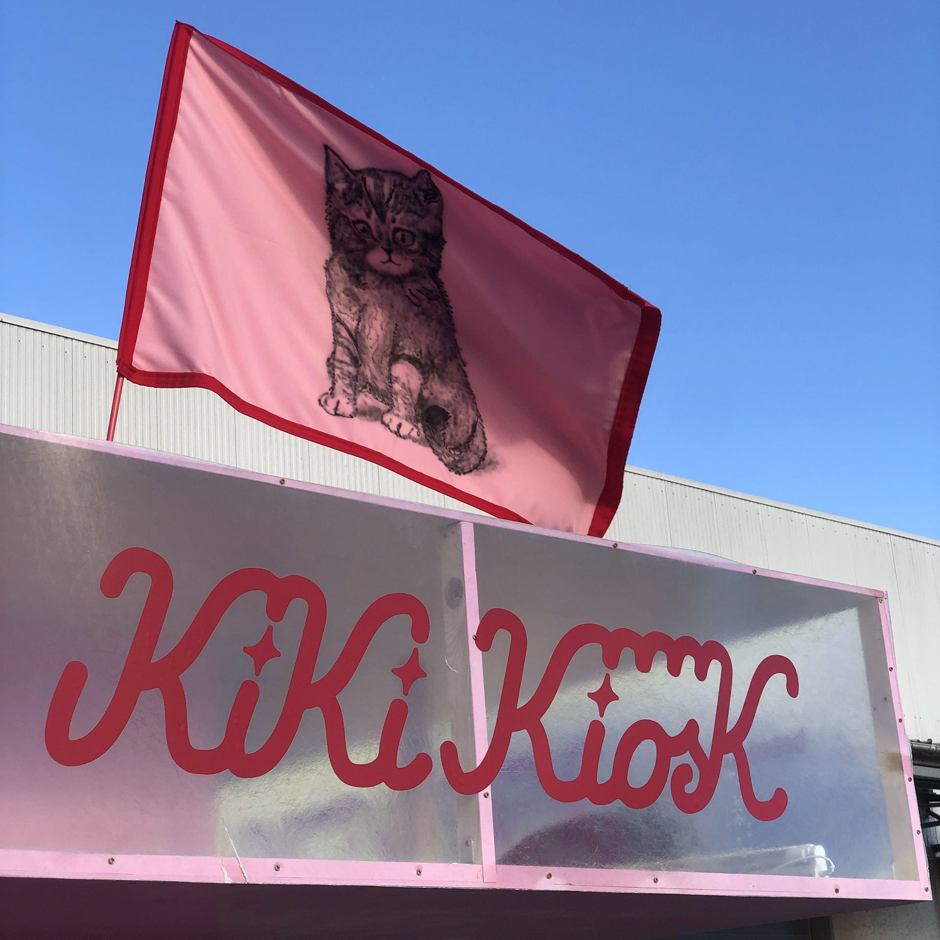 Kitty flag for Bebe Books Kiki Kiosk at KONVOOI ARTS FESTIVAL 2022