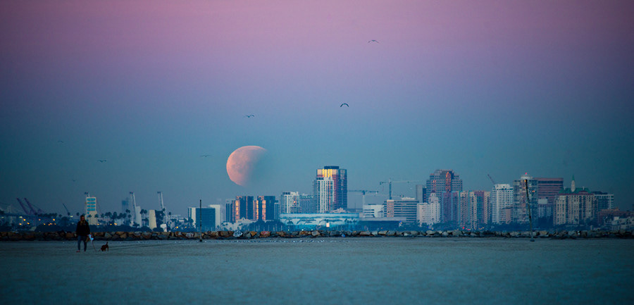 Lunar Eclipse over Long Beach CA