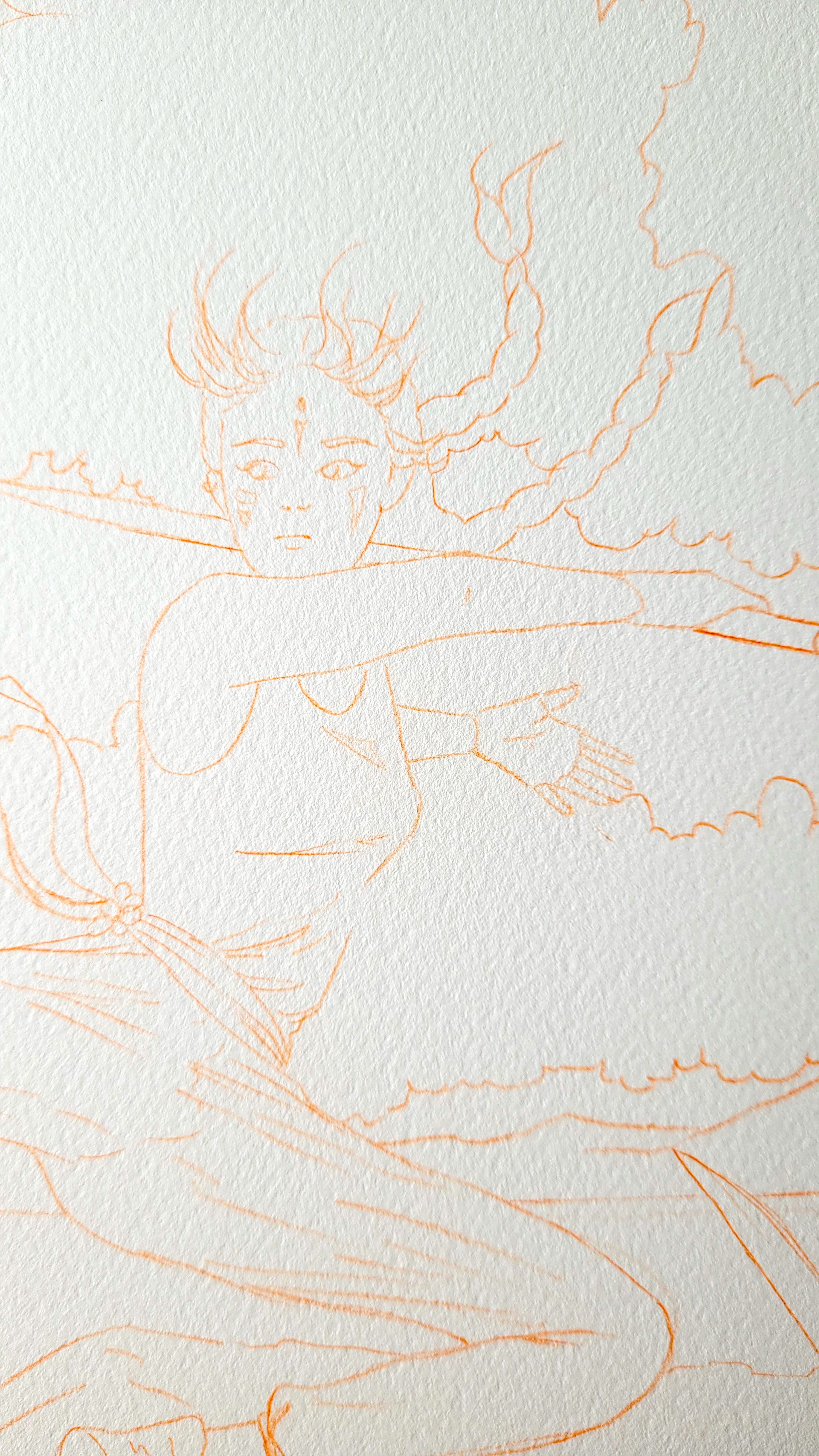 line drawing on watercolor paper