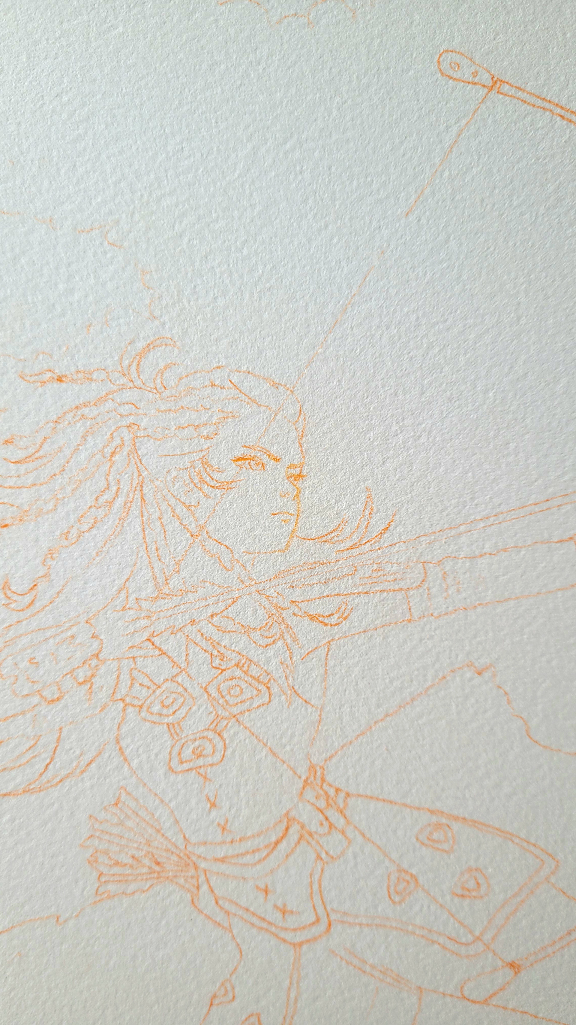 Lines on watercolor paper