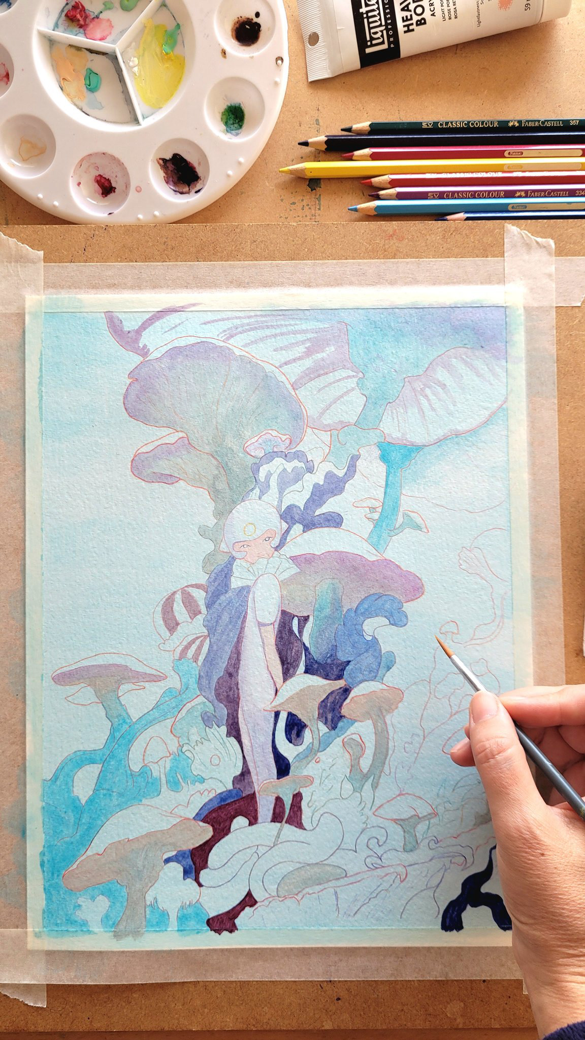 1st layers of acrylics