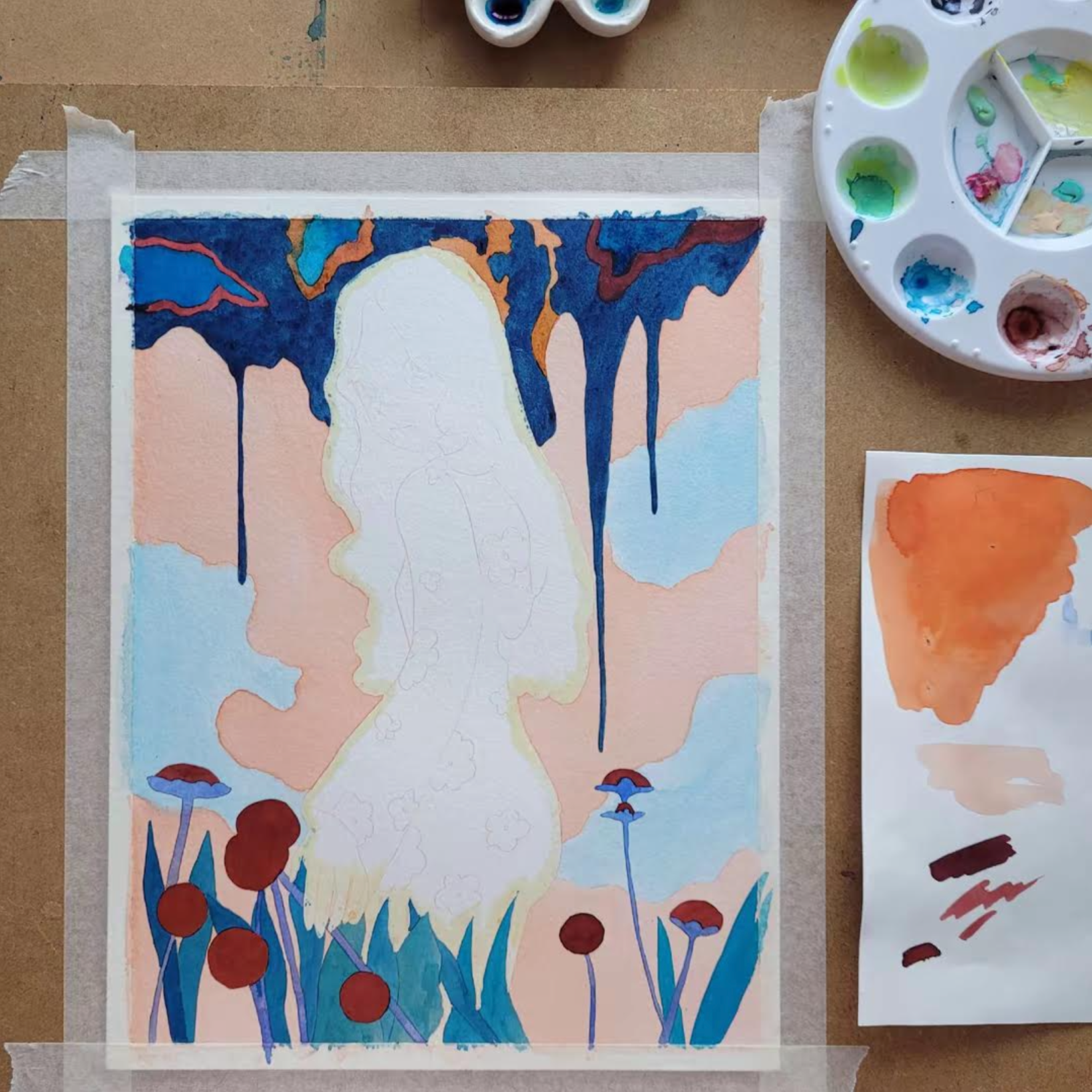 Acrylic on paper process
