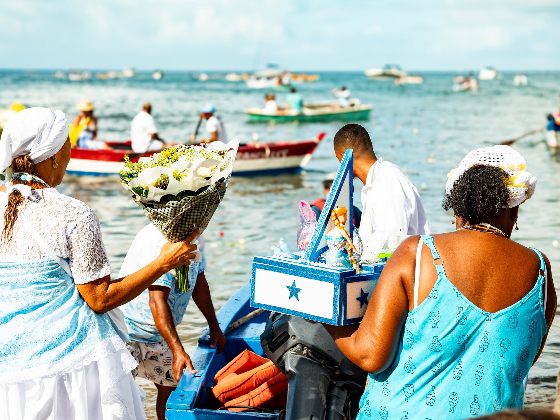 02.02.2025 Bahia de Salvador, Brazil. Celebration of Iemanja, she is strongly associated with the ocean and is one of the most beloved deities