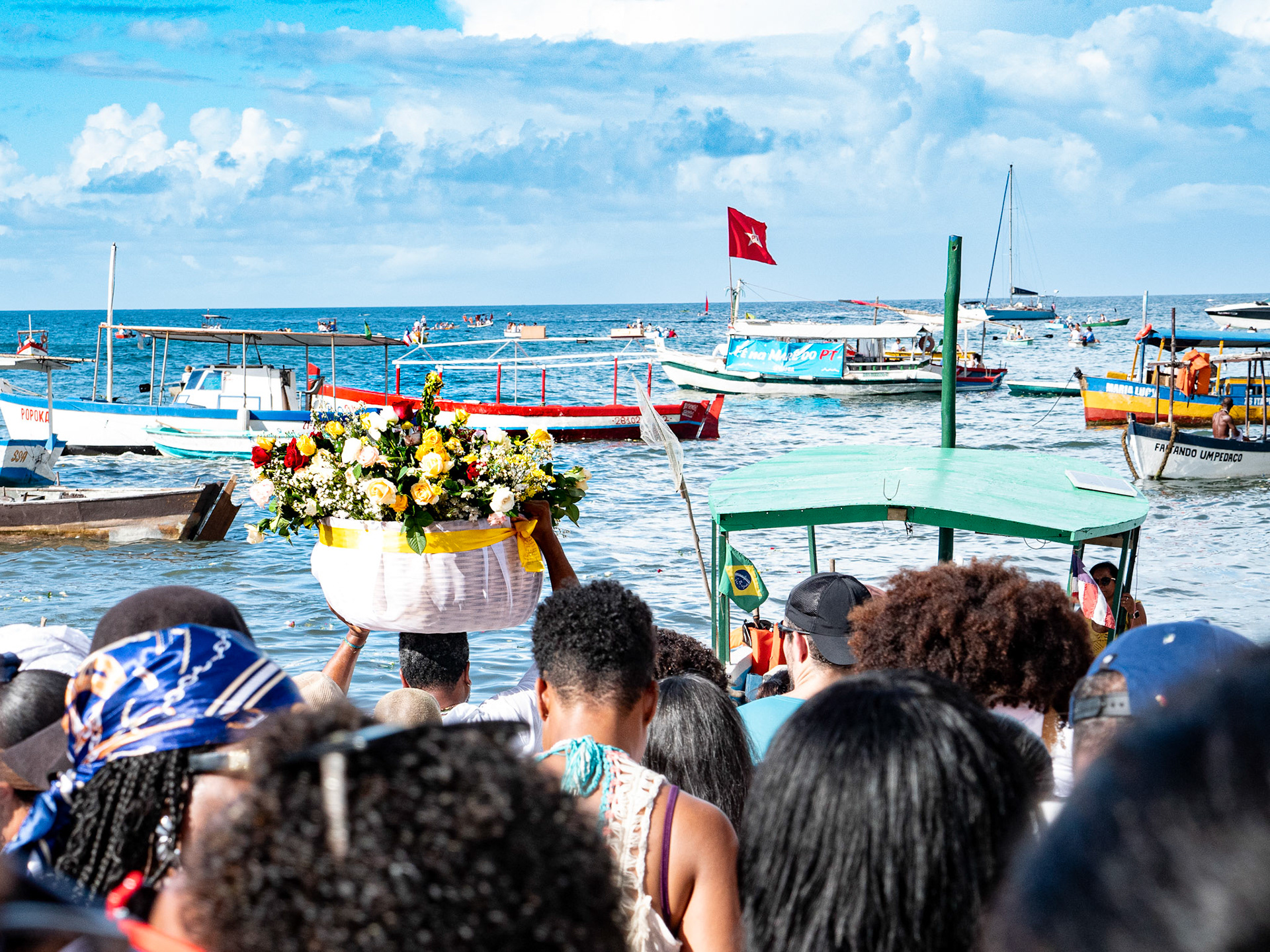 02.02.2025 Bahia de Salvador, Brazil. Celebration of Iemanja, she is strongly associated with the ocean and is one of the most beloved deities
