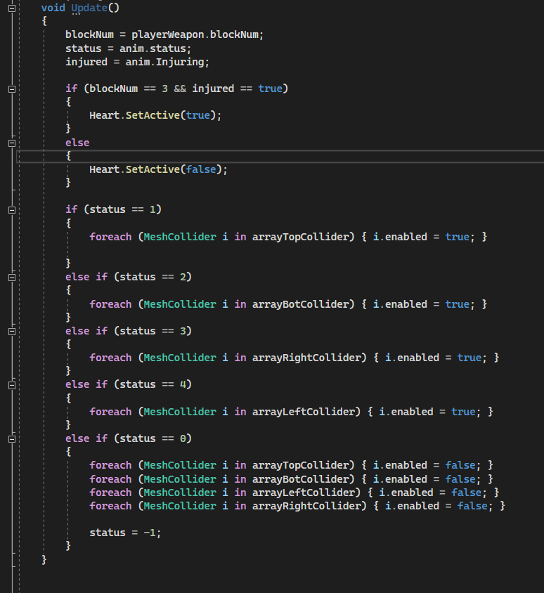 Enable and disable different collision box based on enemy's attack action