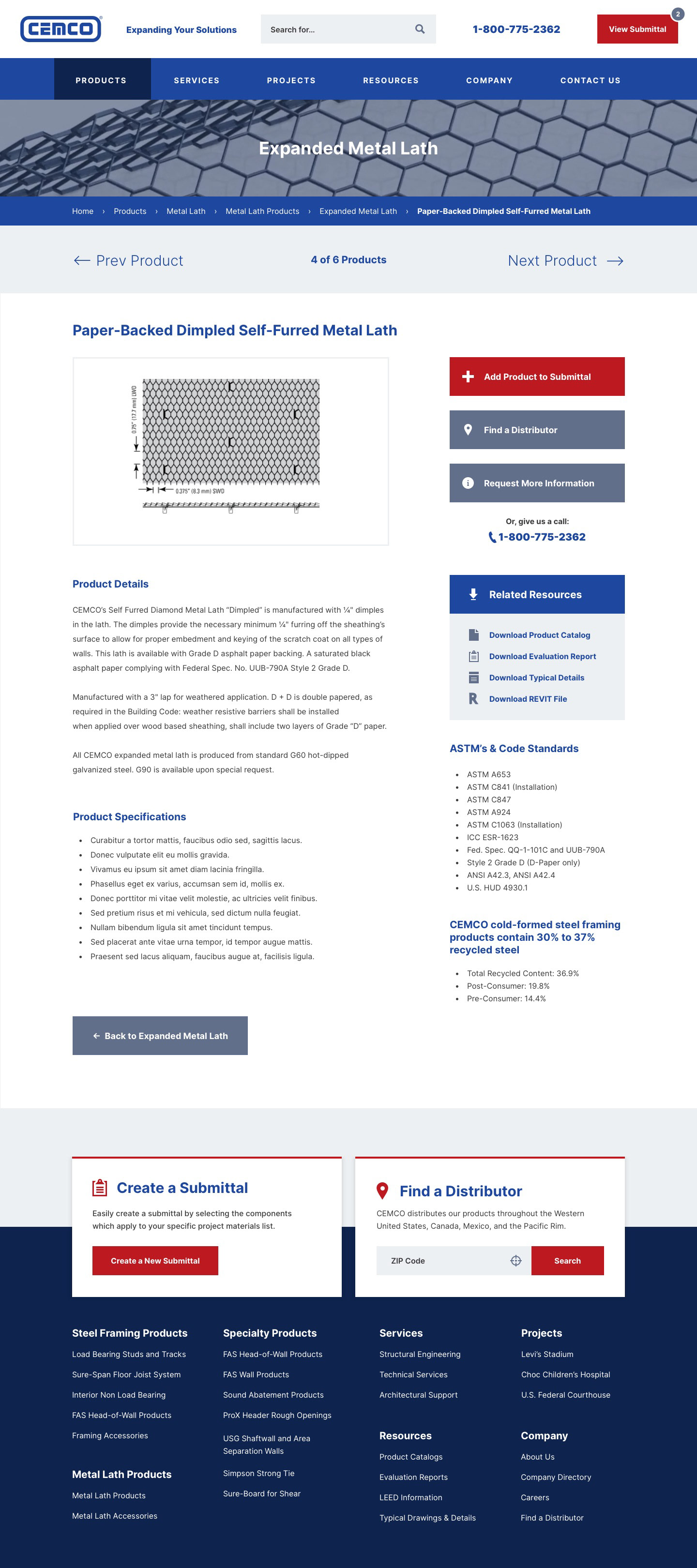 CEMCO — Product Detail Page Mockup
