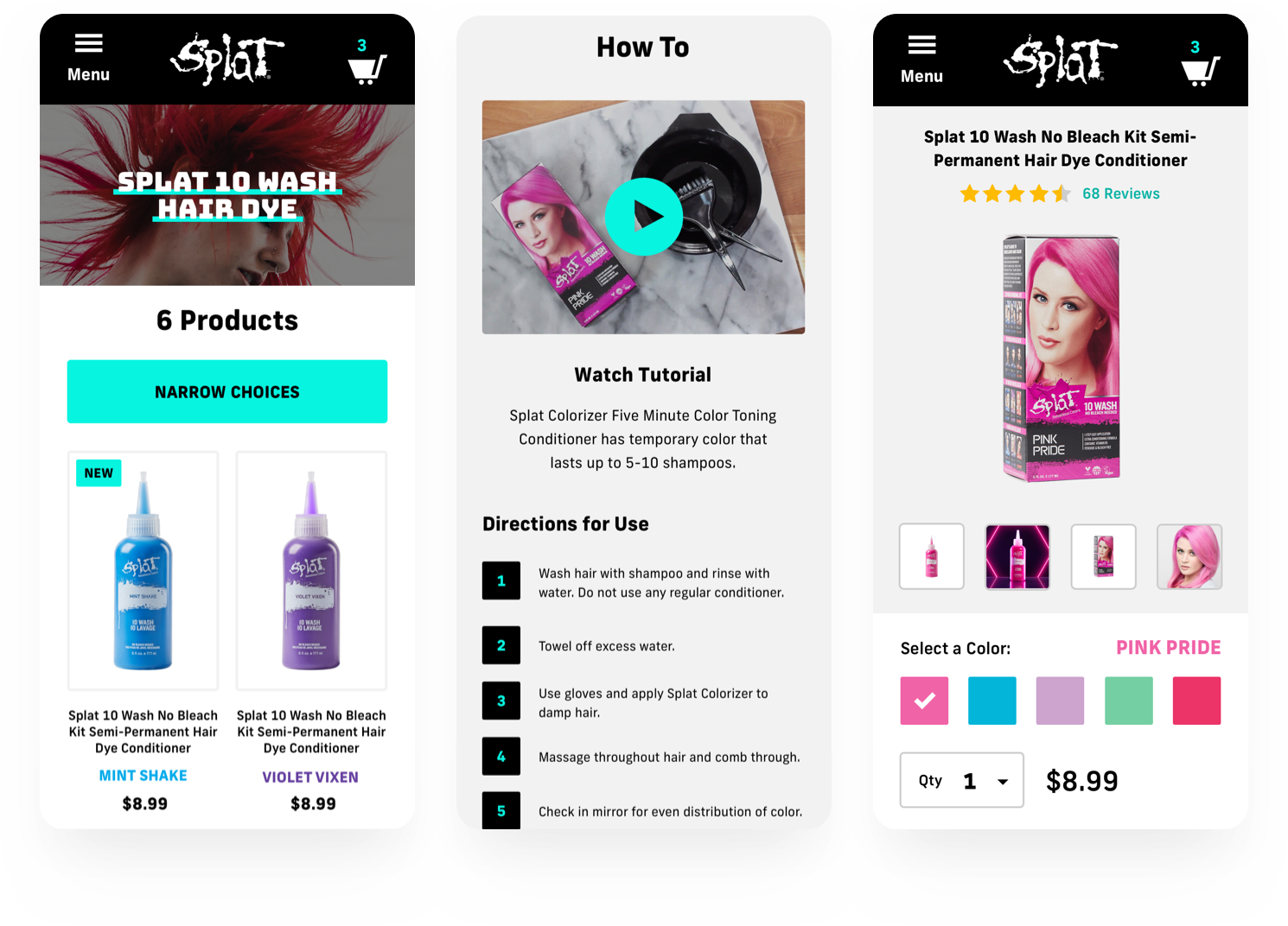 Splat Hair Color — Various Mobile Views