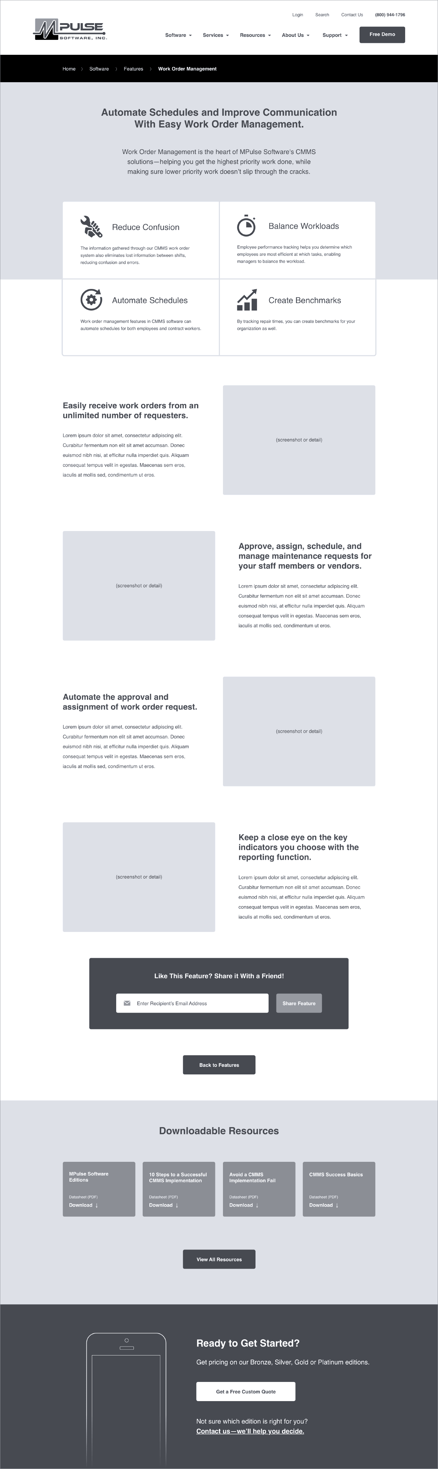 MPulse Software — Feature Detail Wireframe