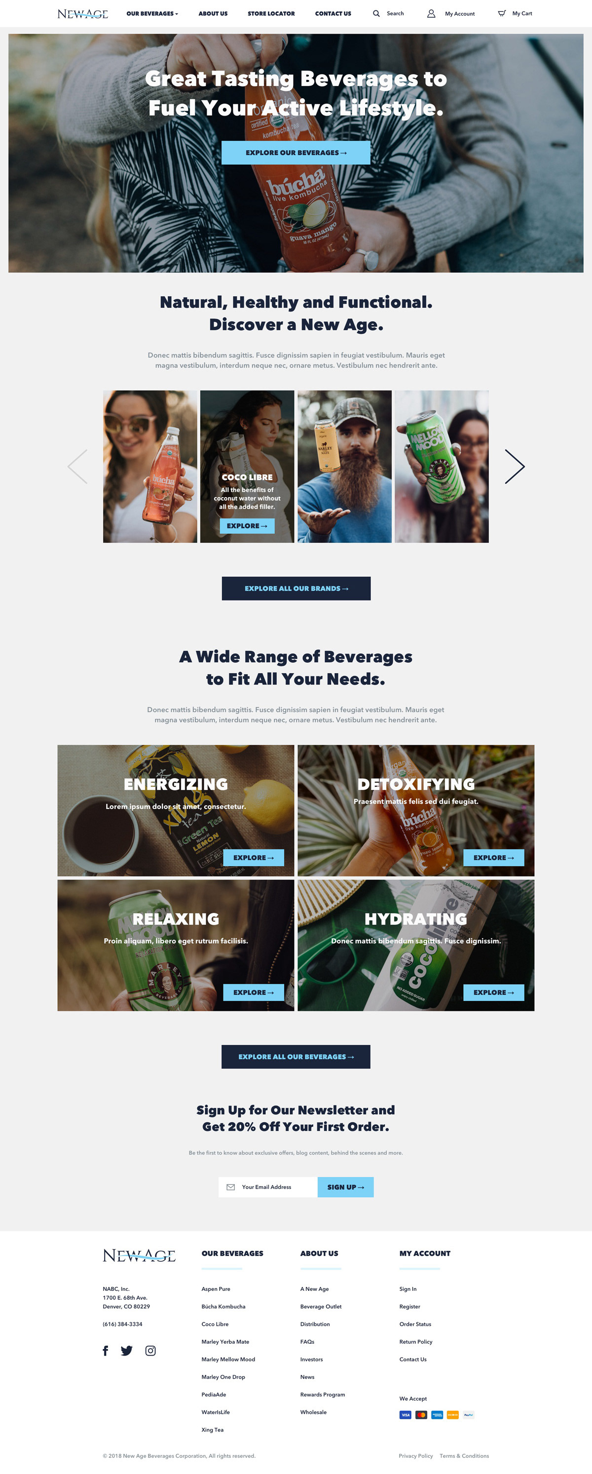 New Age Beverages — Home Page Concept