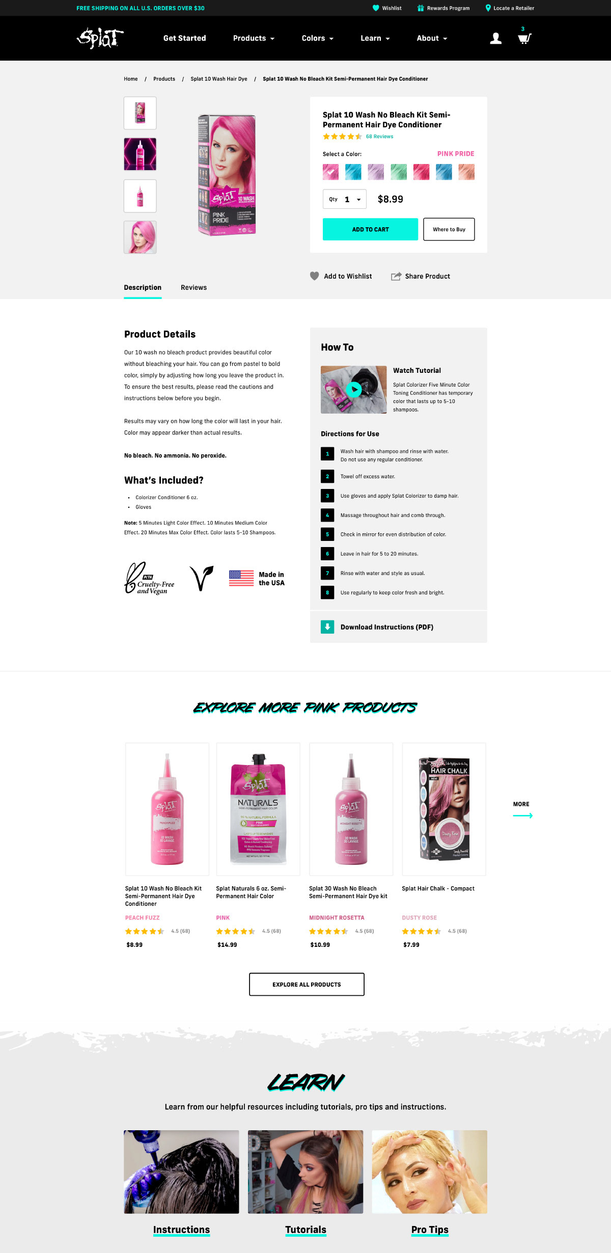 Splat Hair Color — Mockups — Product Detail Page
