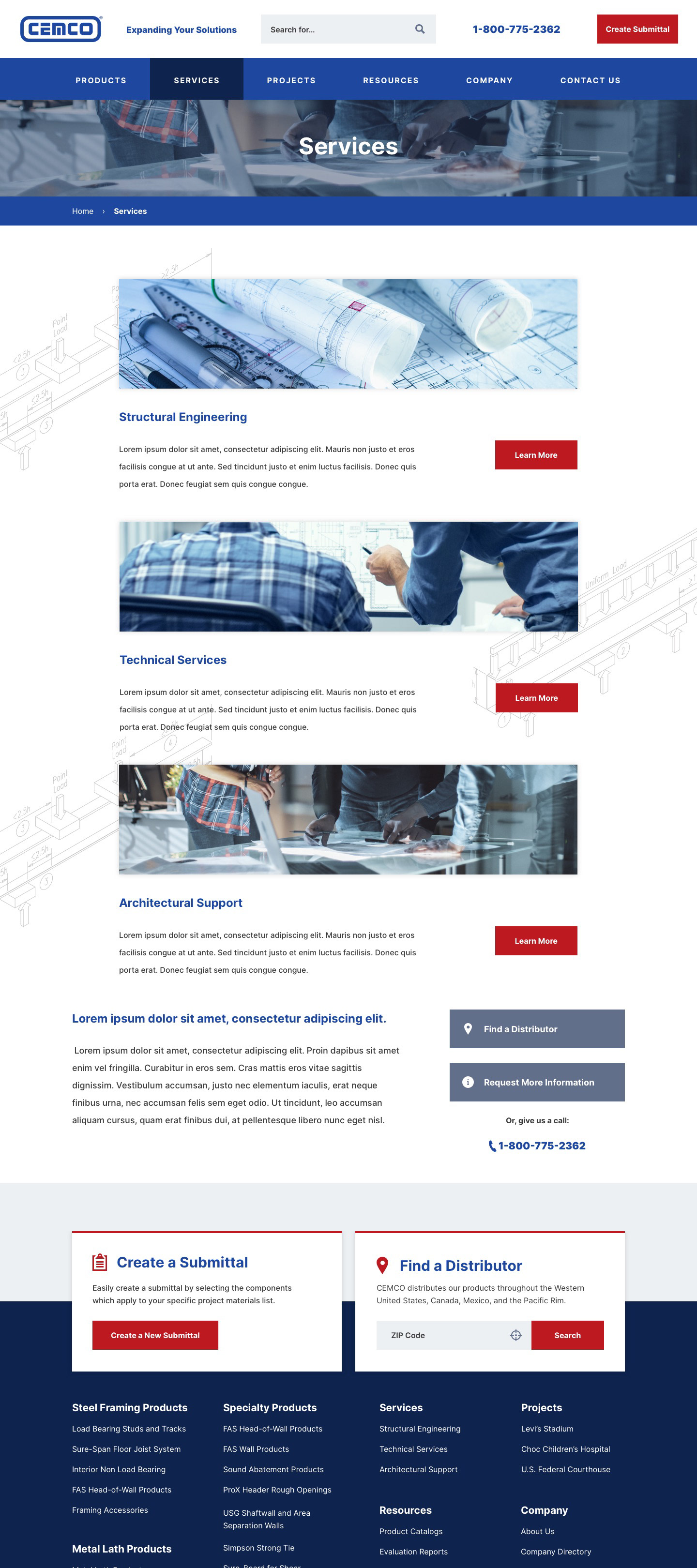 CEMCO — Services Page Mockup