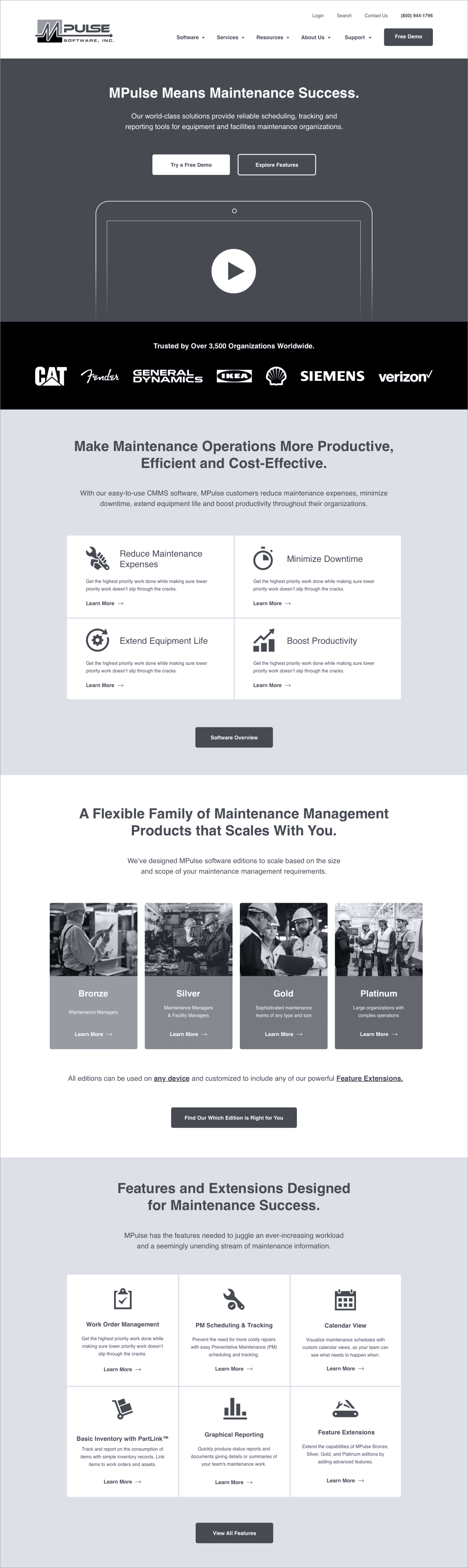 MPulse Software — Home Page Wireframe