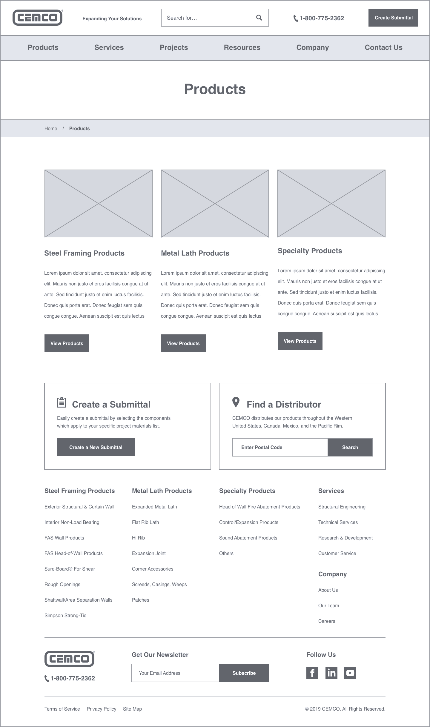 CEMCO — Product Landing Page Wireframe
