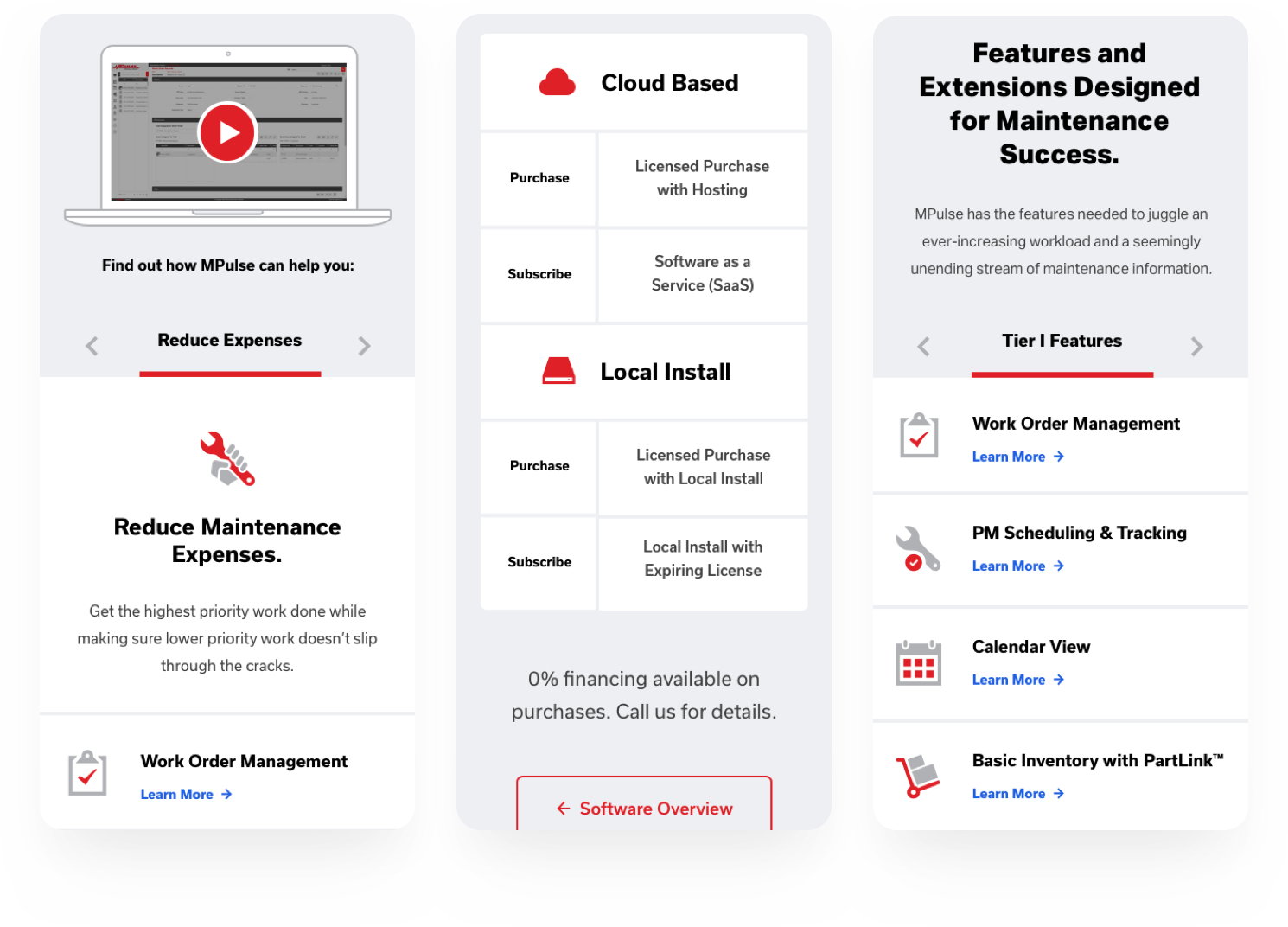 MPulse Software — Various Mobile Views