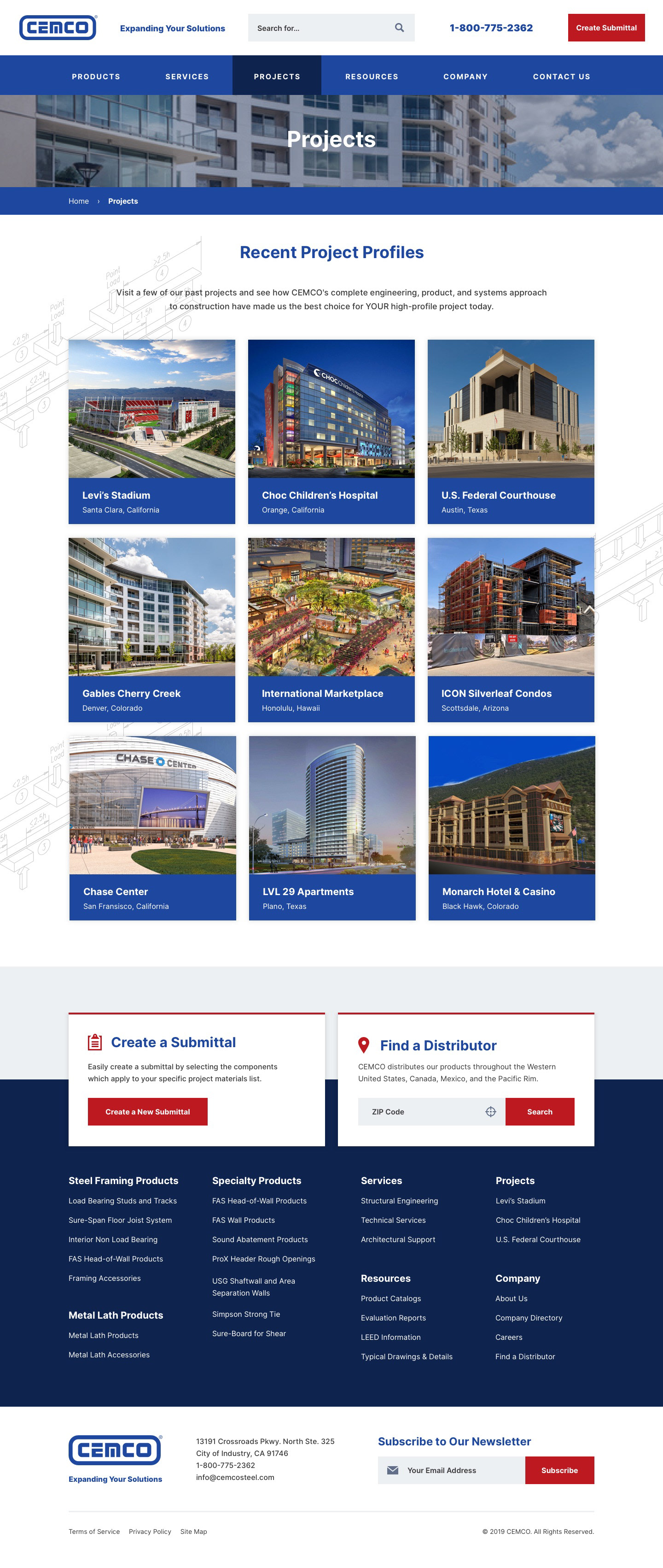 CEMCO — Projects Page Mockup