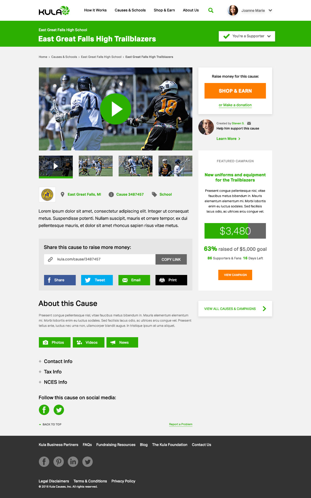 KULA — Mockups — Sub-Cause Landing Page Template
