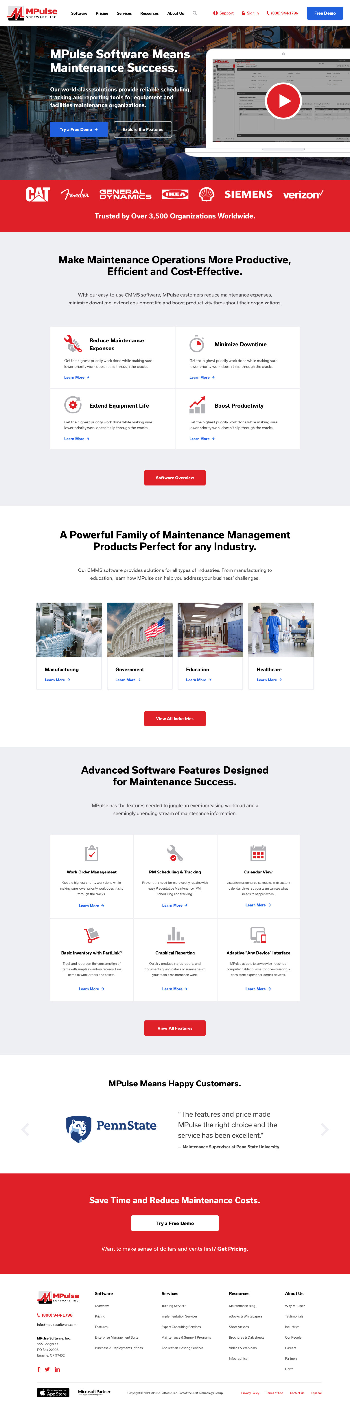 MPulse Software — Mockup — Home Page