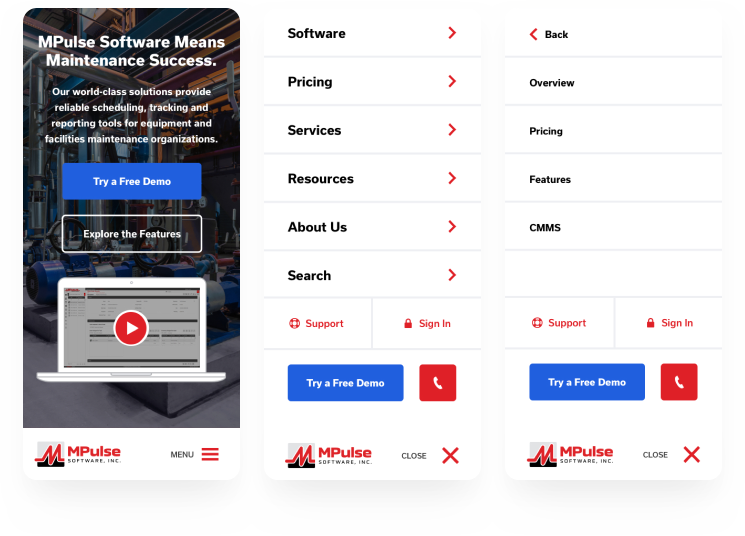 MPulse Software — Mobile Menu Design