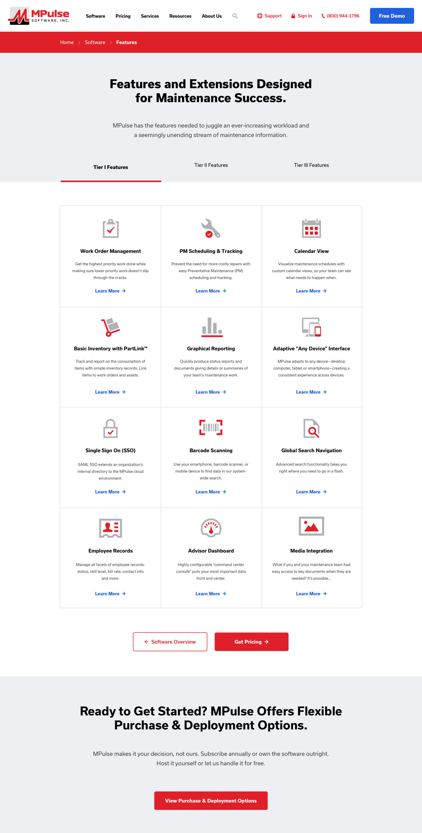 MPulse Software — Mockup — Features Page