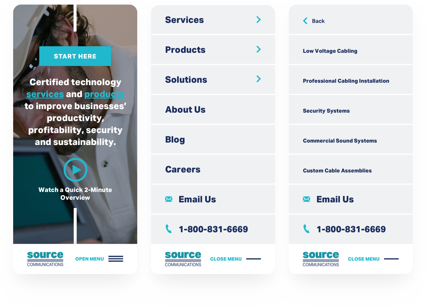 Source Communications — Mobile Menu Design