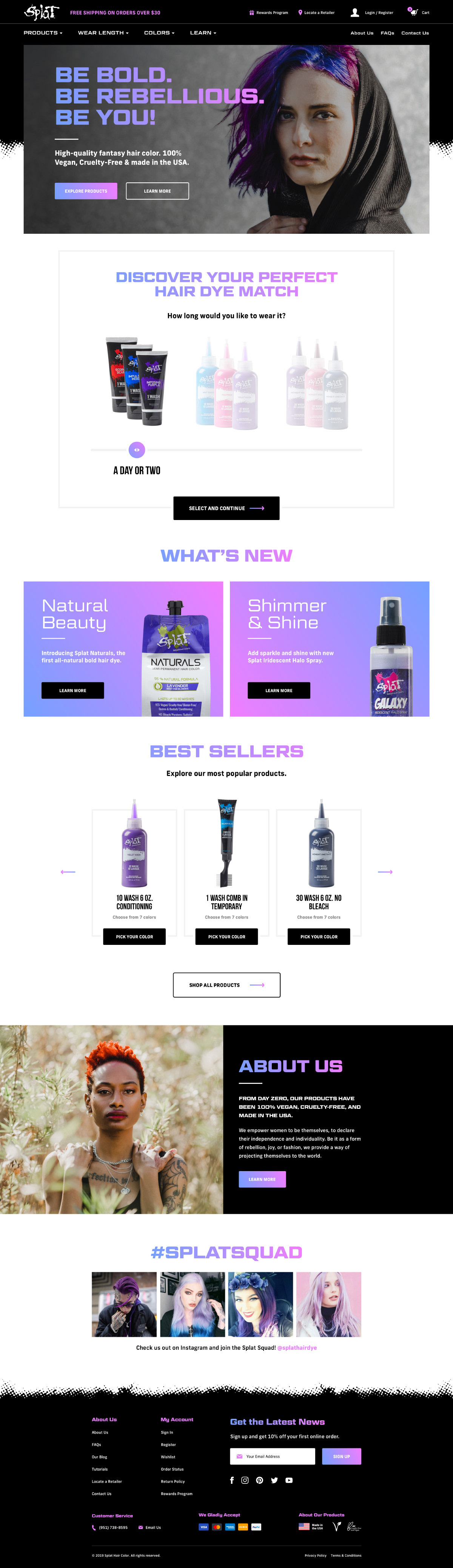 Splat Hair Color — Home Page Concept