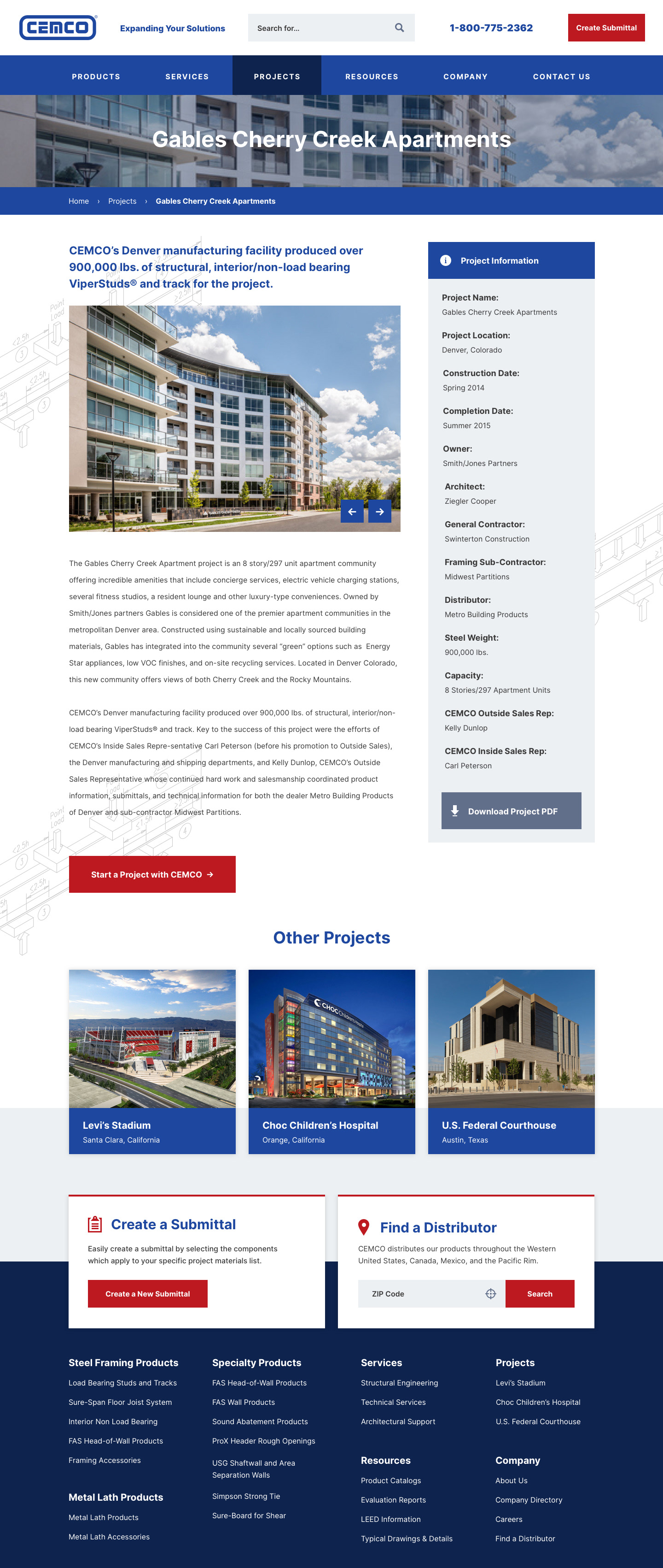 CEMCO — Project Detail Page Mockup