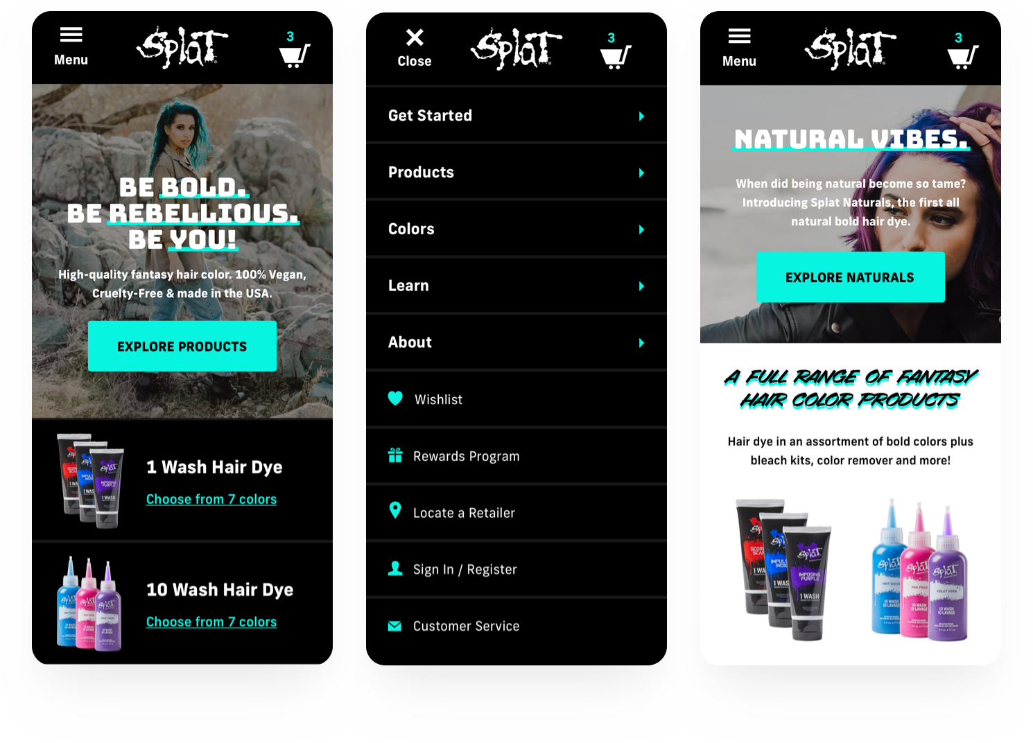 Splat Hair Color — Various Mobile Views
