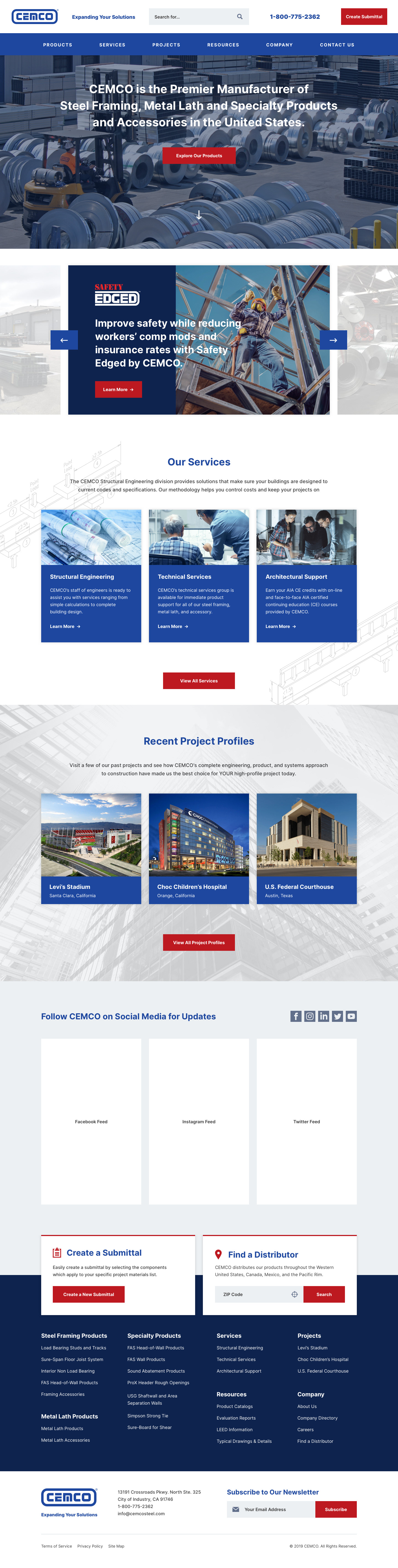 CEMCO — Home Page Mockup
