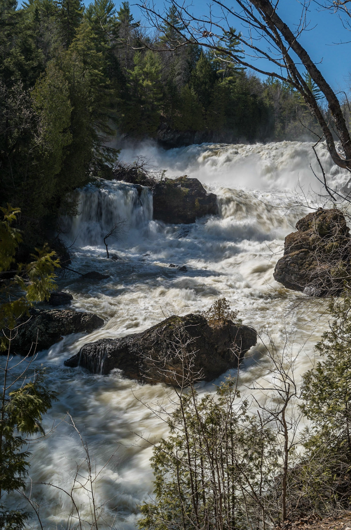 Taken near the bottom of the falls, this is a view upriver.