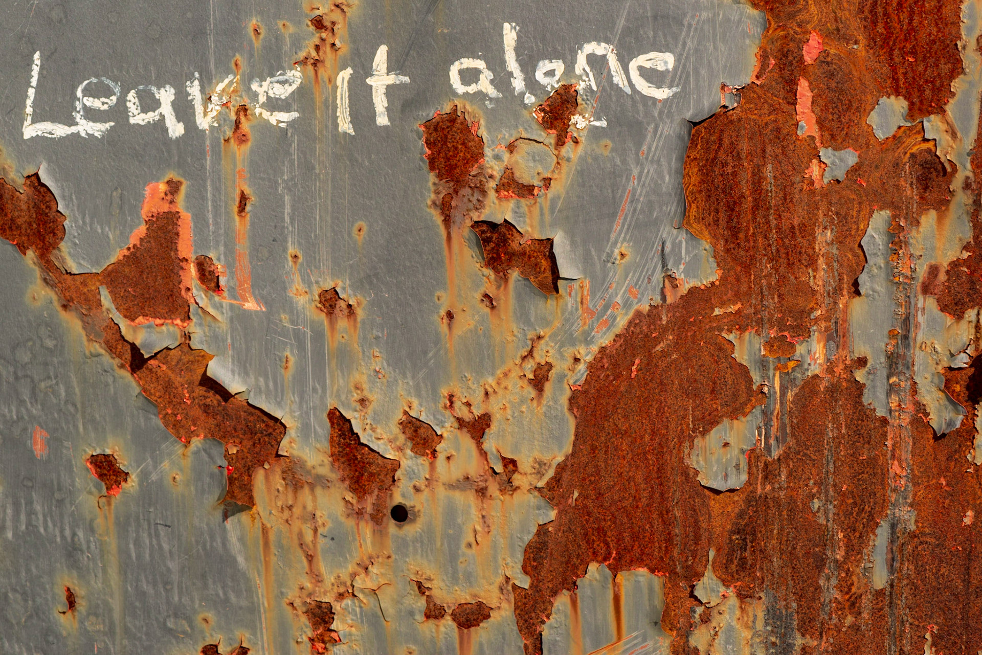 A rusted dumpster provided many opportunities for abstract interpretation. Even better, there was some writing on the dumpster that could be included creatively.